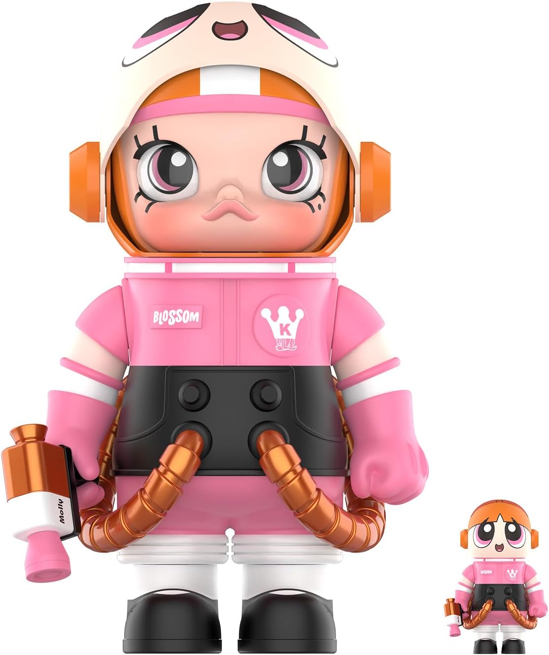 POP MART MEGA Space Molly 400%+100% The Powerpuff Girls-Blossom Collection Figurine, 400%: 11.8 Inch+100%: 2.76 Inch Height, Toys for Modern Home Décor, Collectible Art Toy
