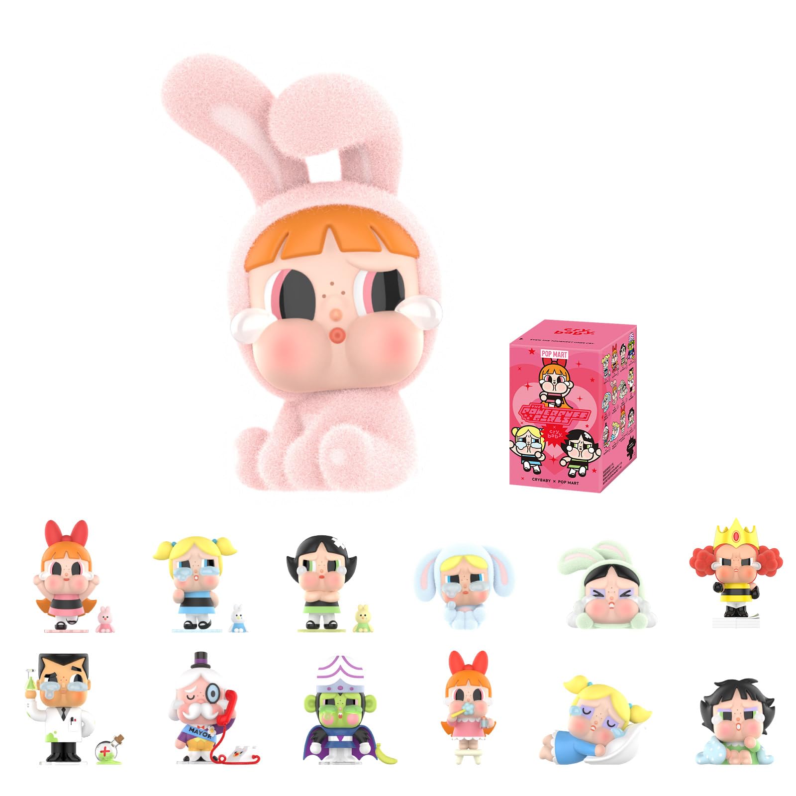 CRYBABY x Powerpuff Girls Series Blind Box Design Action Figures Collectible Toys Home Decorations Holiday Birthday Gifts for Girls and Boys