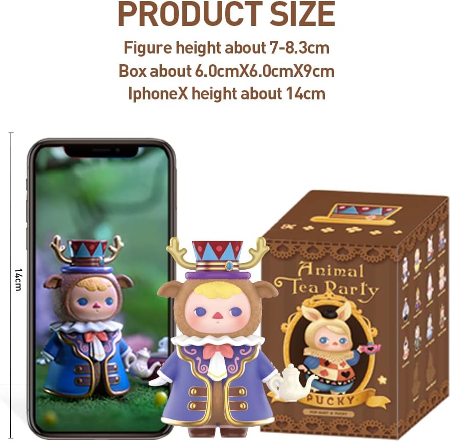 POP MART Pucky Animal Tea Party 1PC Exclusive Action Figure Box Toy Bulk Box Popular Collectible Art Toy Cute Figure Creative Gift, for Christmas Birthday Party Holiday