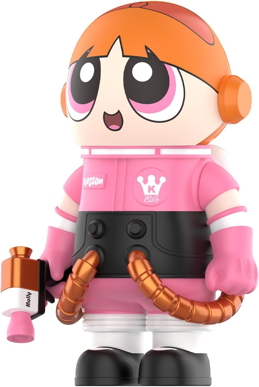 POP MART MEGA Space Molly 400%+100% The Powerpuff Girls-Blossom Collection Figurine, 400%: 11.8 Inch+100%: 2.76 Inch Height, Toys for Modern Home Décor, Collectible Art Toy