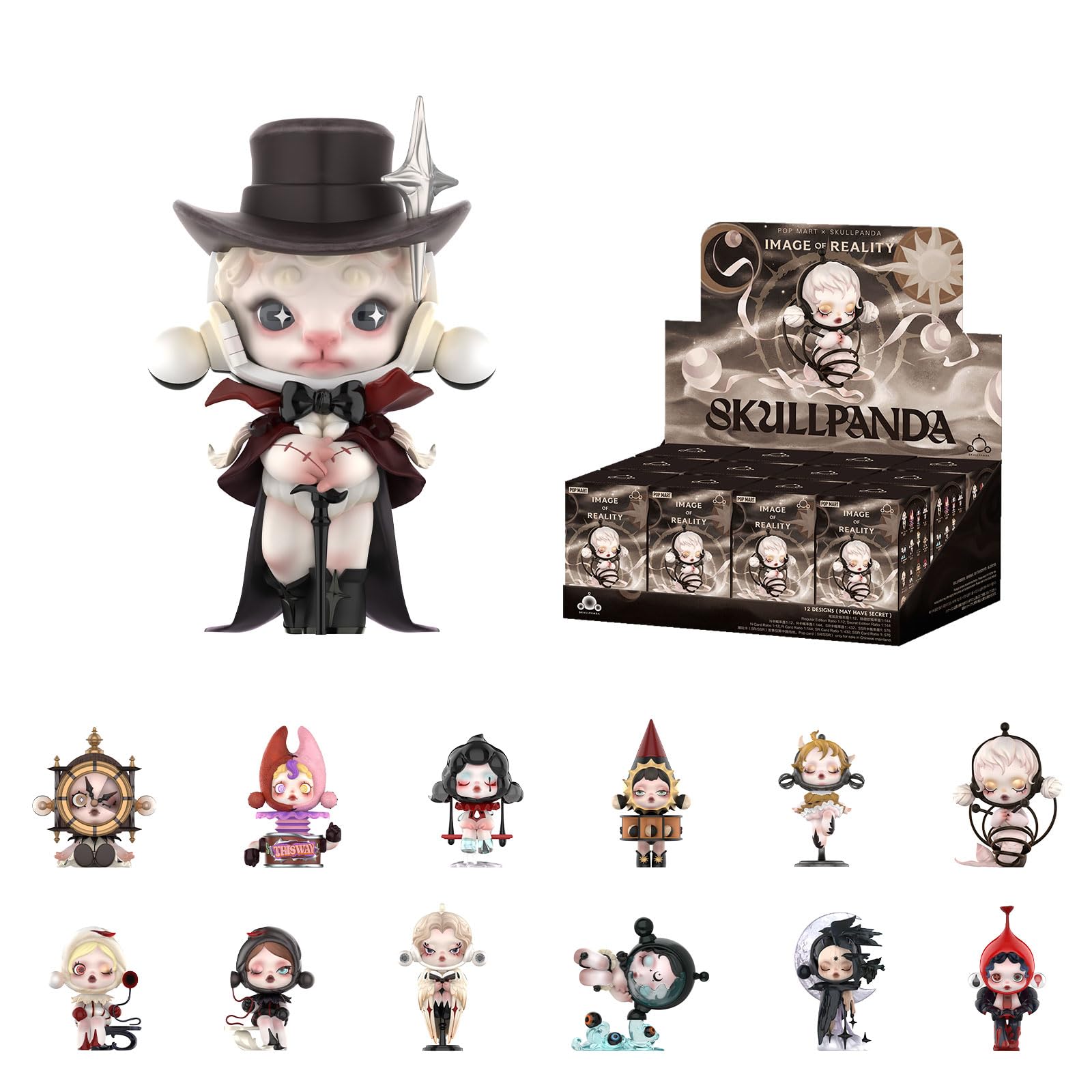 POP MART SKULLPANDA Image of Reality Series Figures, 12PCs SKULLPANDA Blind Box Figures, Random Design Action Figures Collectible Toys Home Decorations, Holiday Birthday Gifts, Whole Set