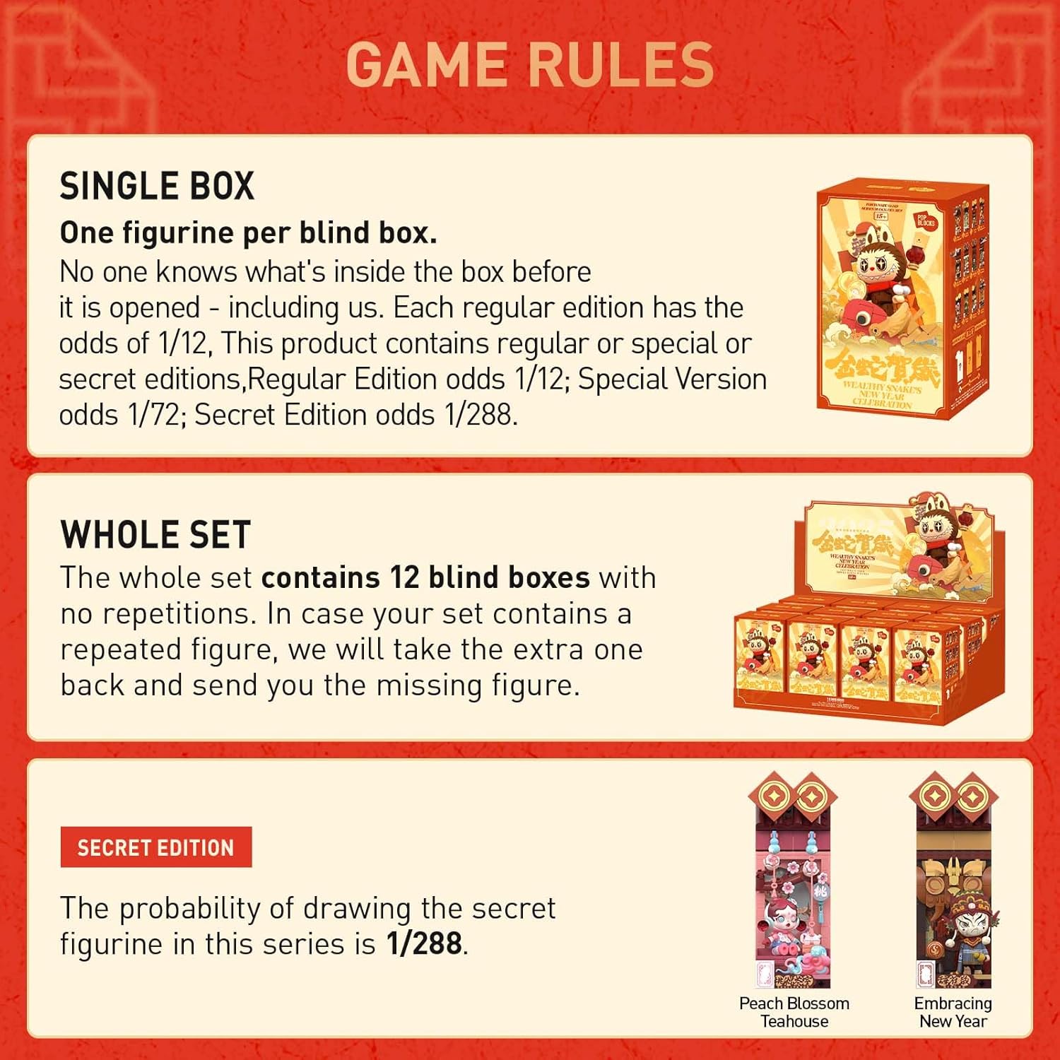 POP MART Wealthy Snake's New Year Celebration Series Figures, 12PCs Blind Box Figures, Random Design Action Figures Collectible Toys Home Decorations, Holiday Birthday Gifts, Whole Set