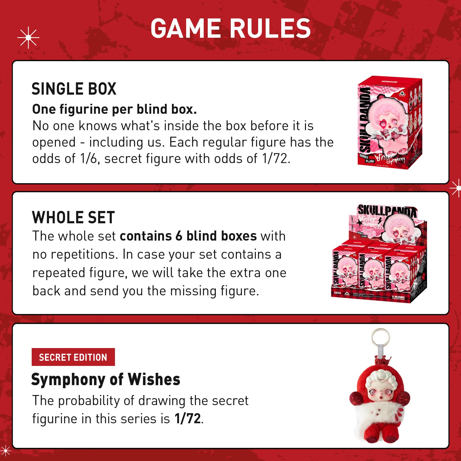 SKULLPANDA Winter Symphony Series, Blind Box Figures, Random Design Figures Collectible Toys Home Decorations, Holiday Birthday Gifts, Single Box