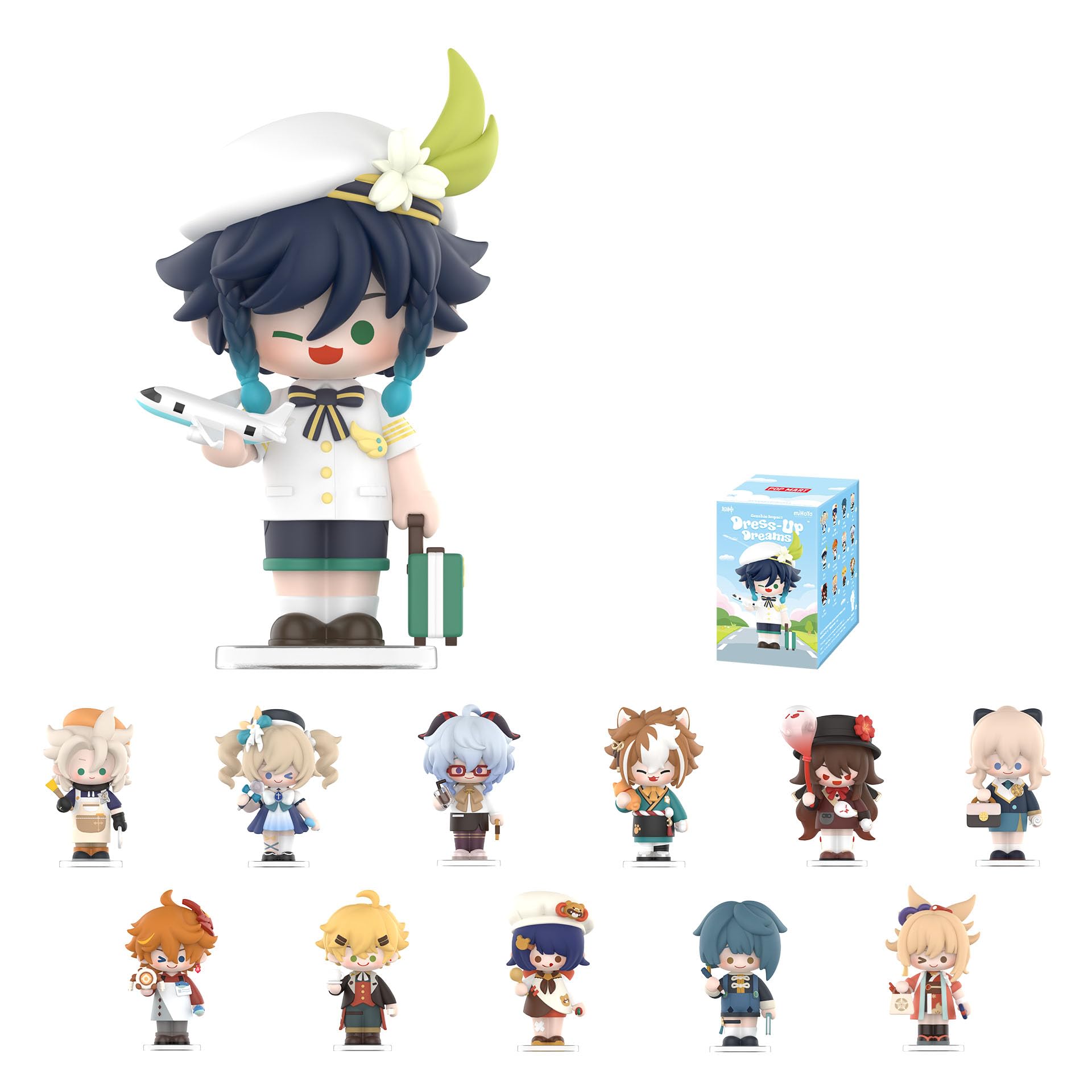 Genshin Impact Dress-Up Dreams Themed Chibi Series Figx Figures Random Design Action Figures Cures Genshin Impact Blind Boollectible Toys Home Decorations Birthday Gifts