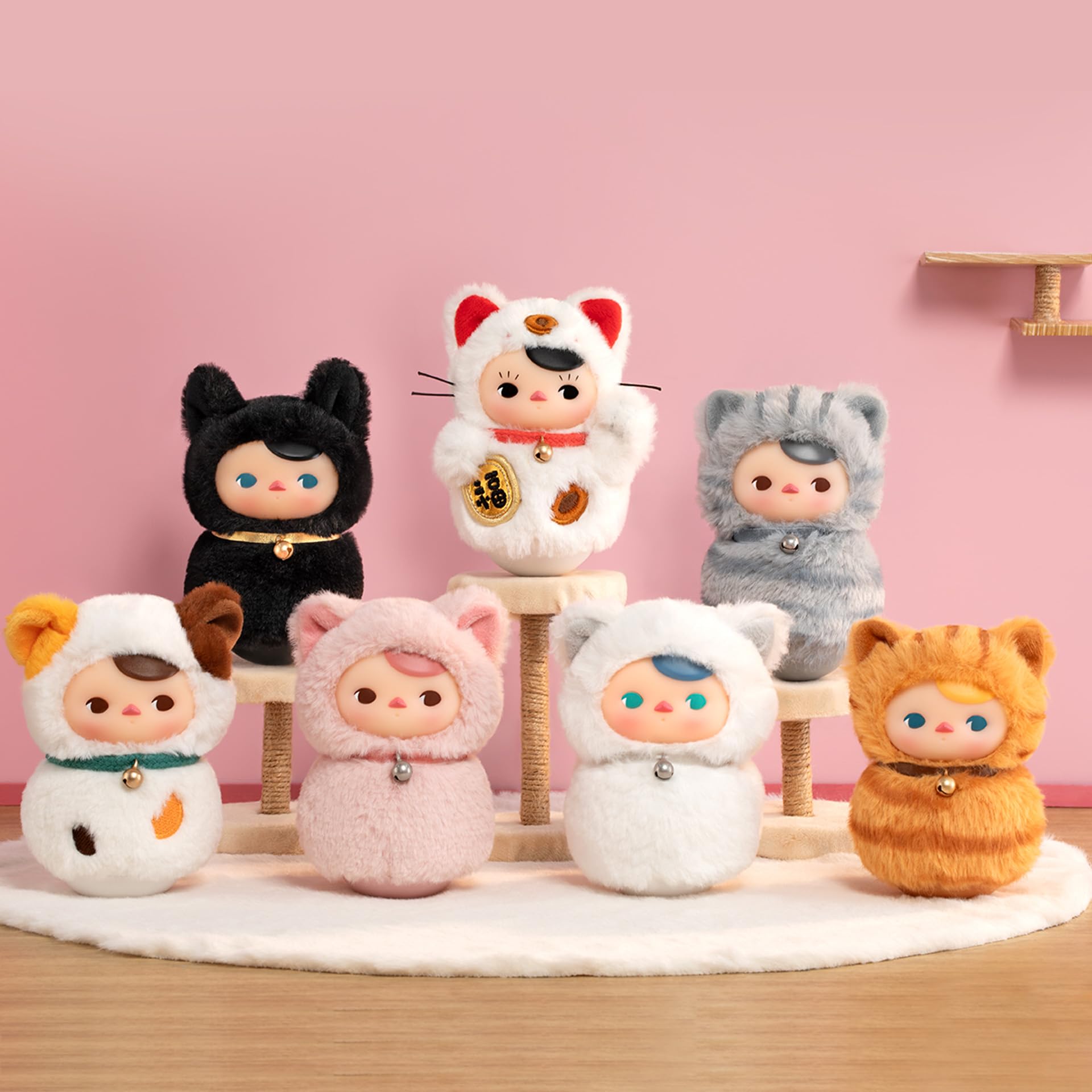POP MART PUCKY Roly-Poly Kitty Series-Vinyl Plush Blind Box, PUCKY Blind Box Figures, Random Design Action Figures Collectible Toys Home Decorations, Holiday Birthday Gifts,Single Box