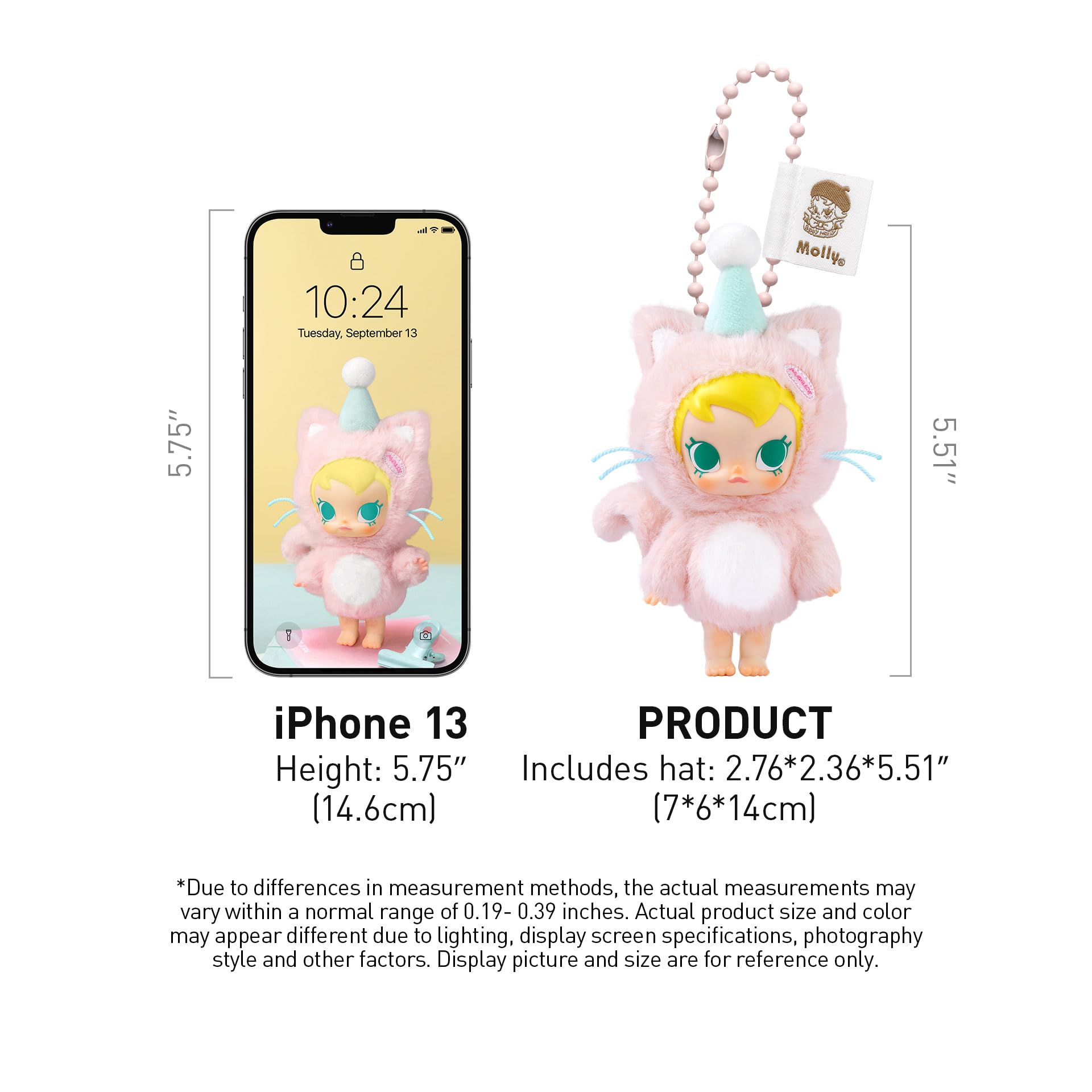 POP MART Baby Molly Pocket Friends Series-Vinyl Plush Pendant Blind Box 6PCs Blind Box Figures, Random Design Action Figures Collectible Toys Home Decorations, Whole Set