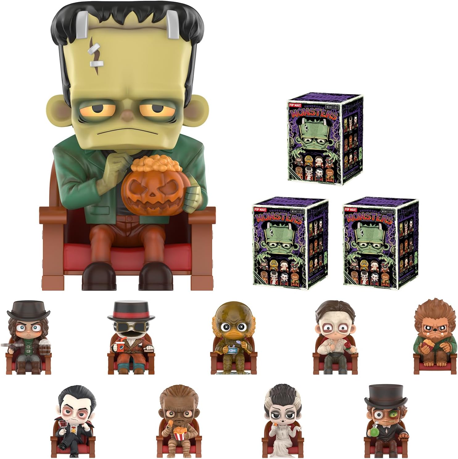 POP MART Universal Monsters Alliance Series Figures, 3PCs Universal Blind Box Figures, Random Design Action Figures Collectible Toys Home Decorations, Holiday Birthday Gifts, Triple Box
