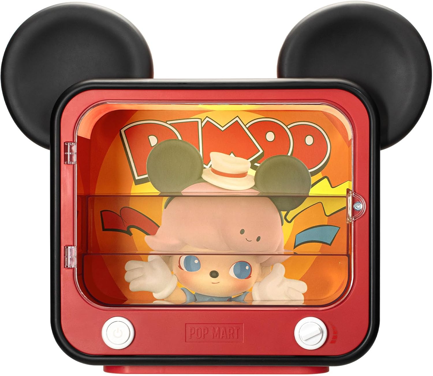 POP MART DIMOO World × Disney Series-TV Set Luminous Display Container, Display Container Case for Blind Box Toys Collection