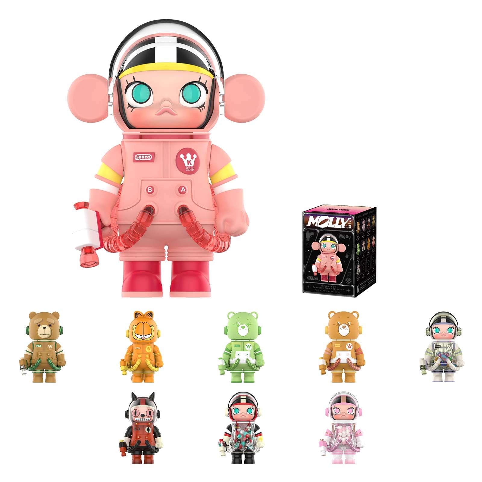POP MART MEGA Space Molly 100% Series 3, Molly Blind Box Figures, Random Design Action Figures Collectible Toys Home Decorations, Holiday Birthday Gifts for Boys and Girls, Whole Set