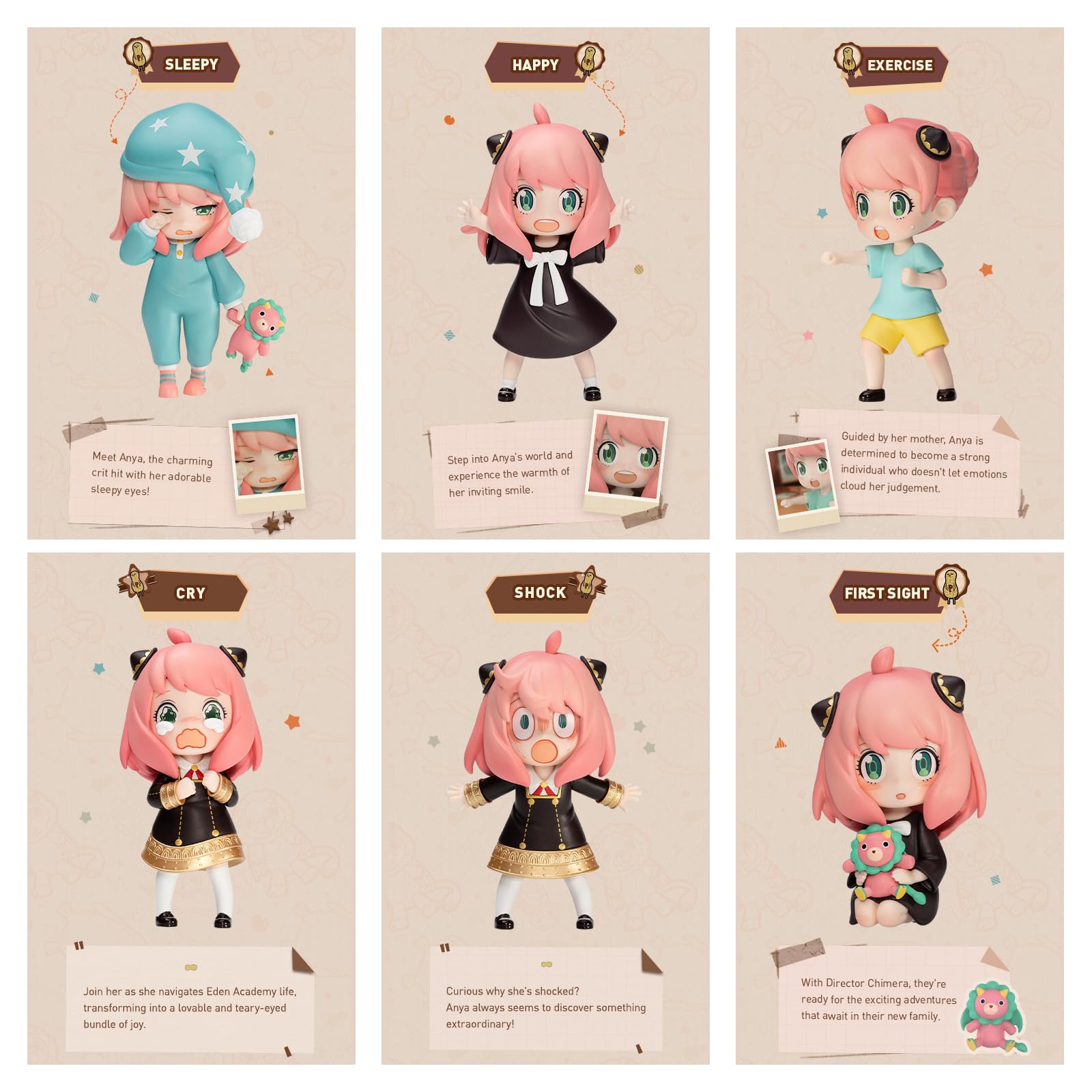 POP MART Spy × Family Anya's Daily Life Series Figures, Spy Blind Box Figures, Random Design Action Figures Collectible Toys Home Decorations, Holiday Birthday Gifts for Boys and Girls, Single Box