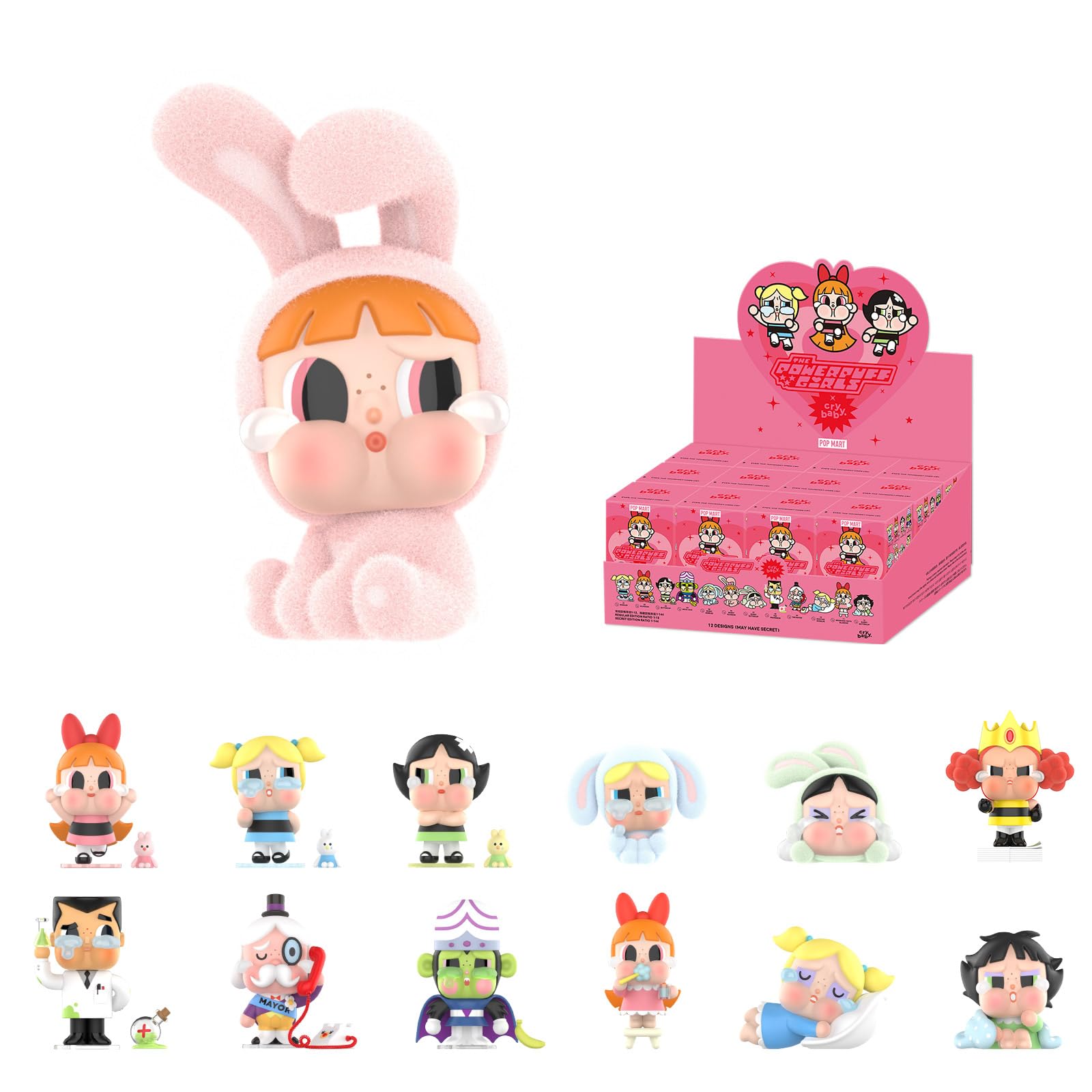 CRYBABY x Powerpuff Girls Series Blind Box Design Action Figures Collectible Toys Home Decorations Holiday Birthday Gifts for Girls and Boys