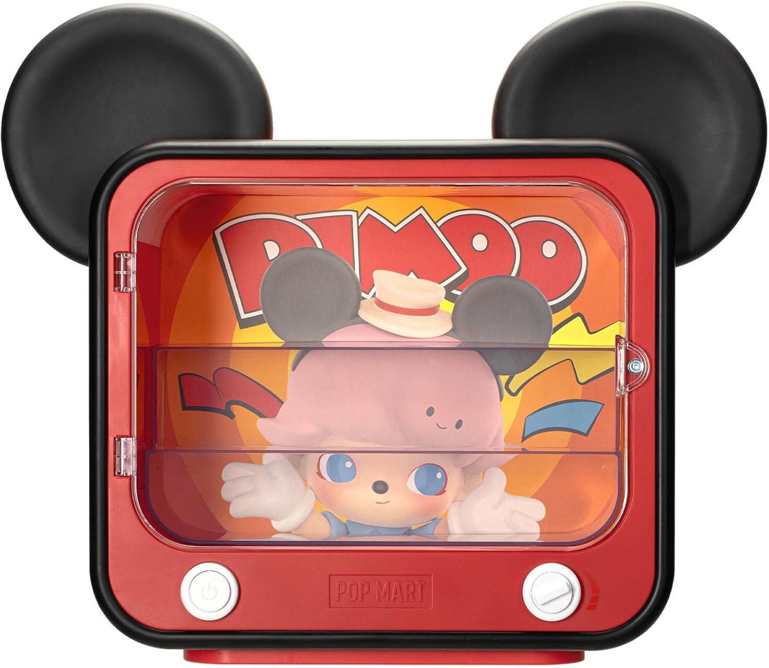 POP MART DIMOO World × Disney Series-TV Set Luminous Display Container, Display Container Case for Blind Box Toys Collection