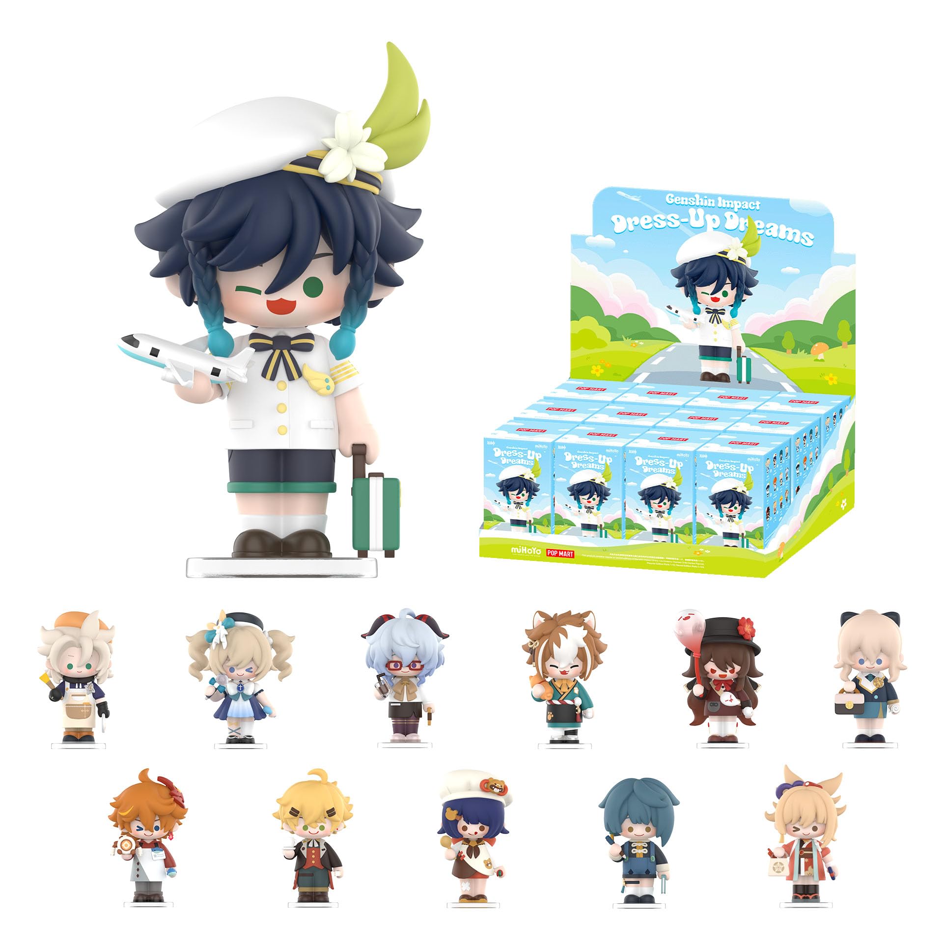 Genshin Impact Dress-Up Dreams Themed Chibi Series Figx Figures Random Design Action Figures Cures Genshin Impact Blind Boollectible Toys Home Decorations Birthday Gifts