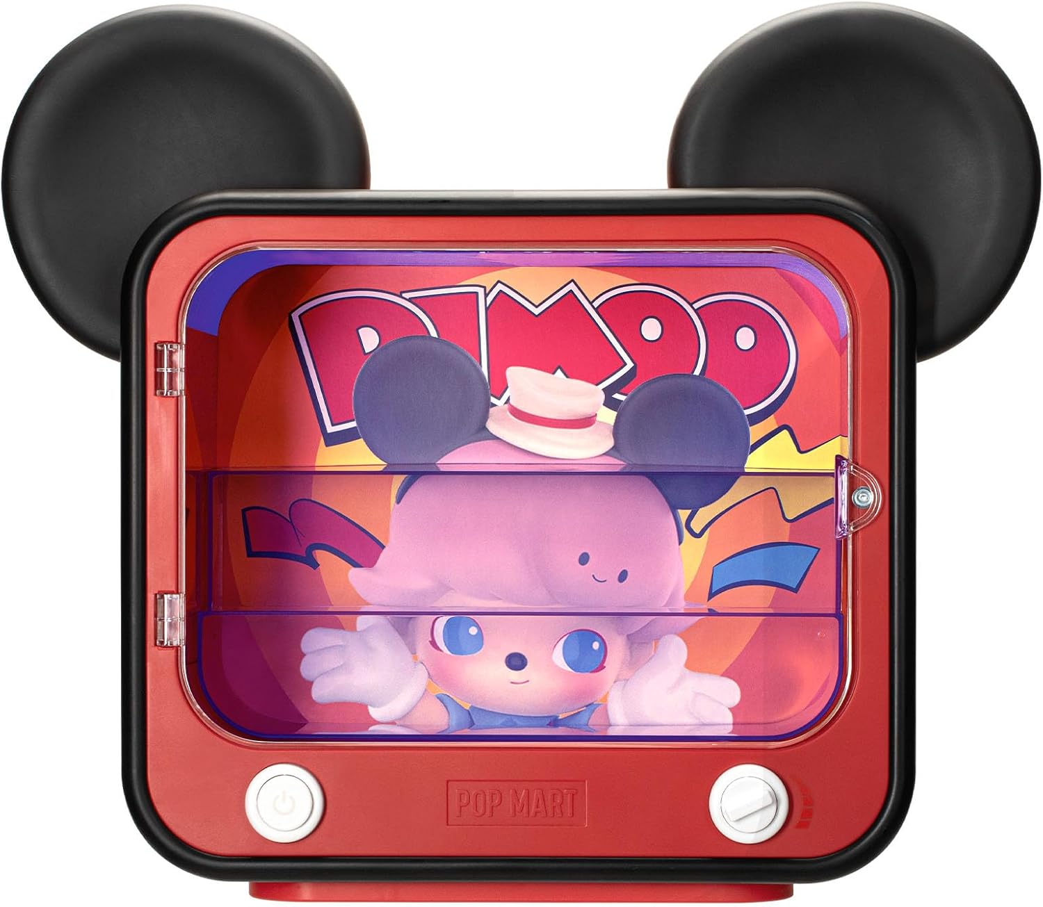 POP MART DIMOO World × Disney Series-TV Set Luminous Display Container, Display Container Case for Blind Box Toys Collection