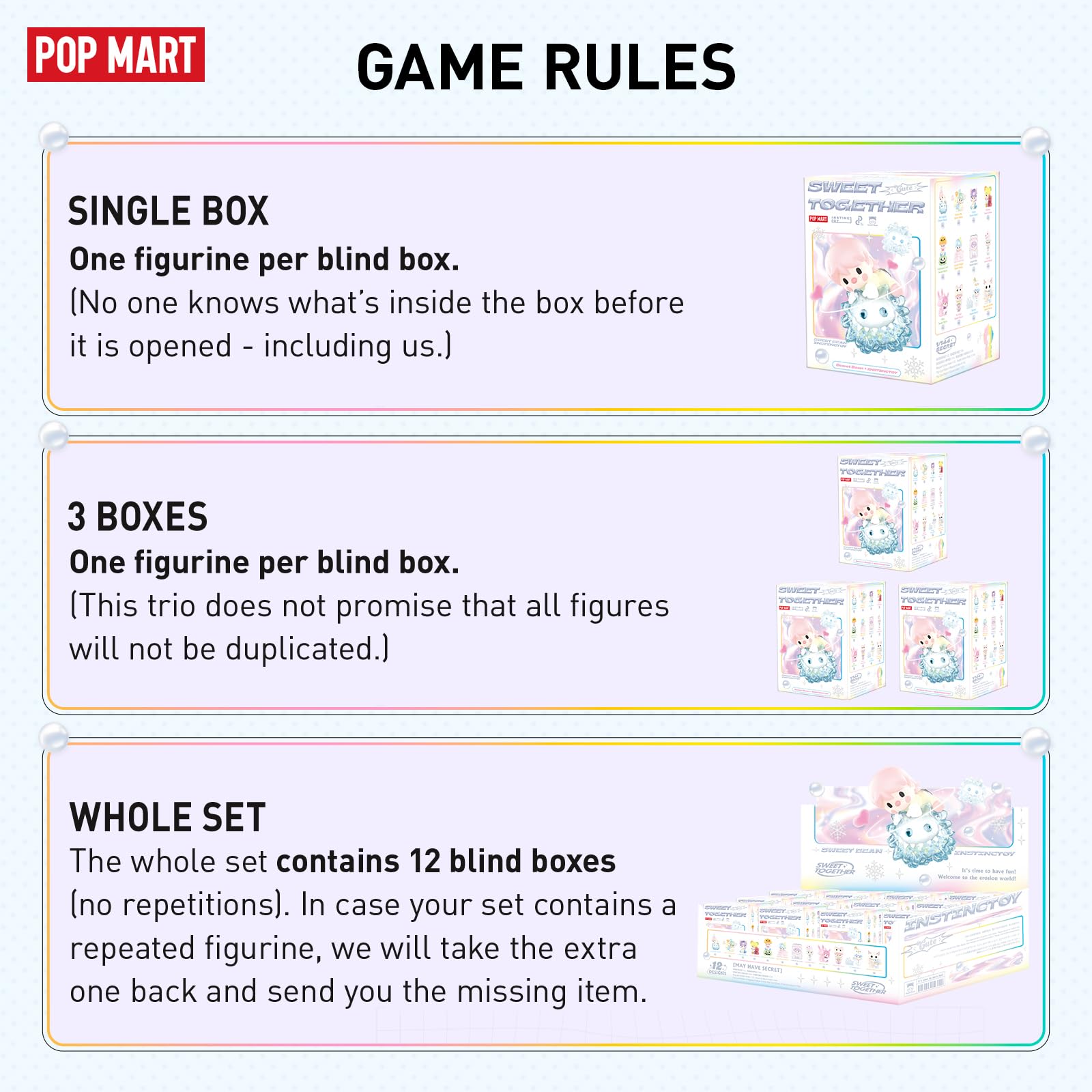 POP MART Sweet Bean × INSTINCTOY Sweet Together Series, 12PCs Sweet Bean Blind Box Figures, Random Design Action Figures Collectible Toys Home Decorations, Holiday Birthday Gifts, Whole Set