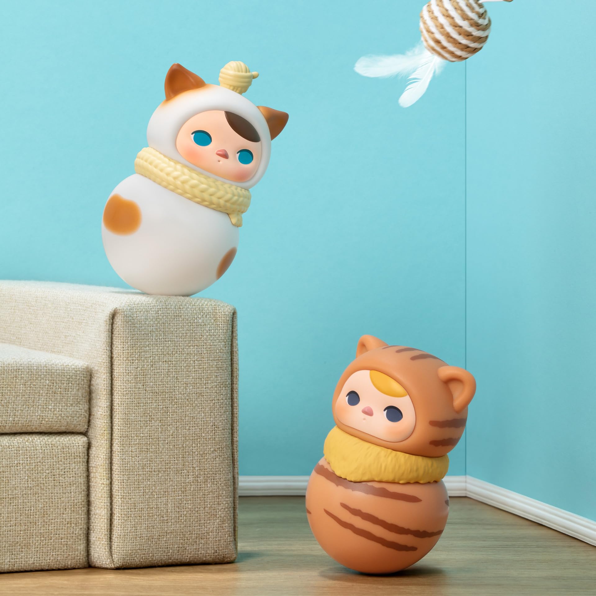POP MART PUCKY Roly-Poly Kitty Series Figures, 16PCs PUCKY Blind Box Figures, Random Design Action Figures Collectible Toys Home Decorations, Holiday Birthday Gifts, Whole Set