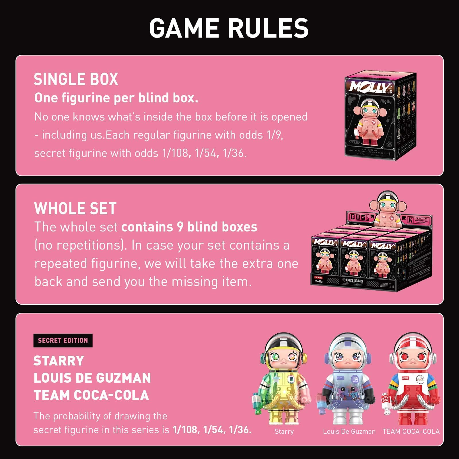 POP MART MEGA Space Molly 100% Series 3, Molly Blind Box Figures, Random Design Action Figures Collectible Toys Home Decorations, Holiday Birthday Gifts for Boys and Girls, Whole Set