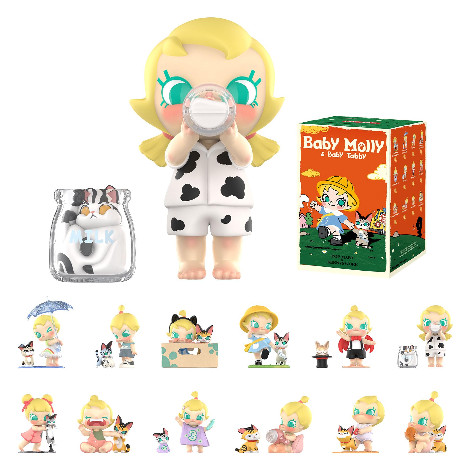 POP MART Baby Molly & Baby Tabby Series Figures Blind Box Figures, Random Design Action Figures Collectible Toys Home Decorations, Holiday Birthday Gifts for Girls and Boys, Single Box