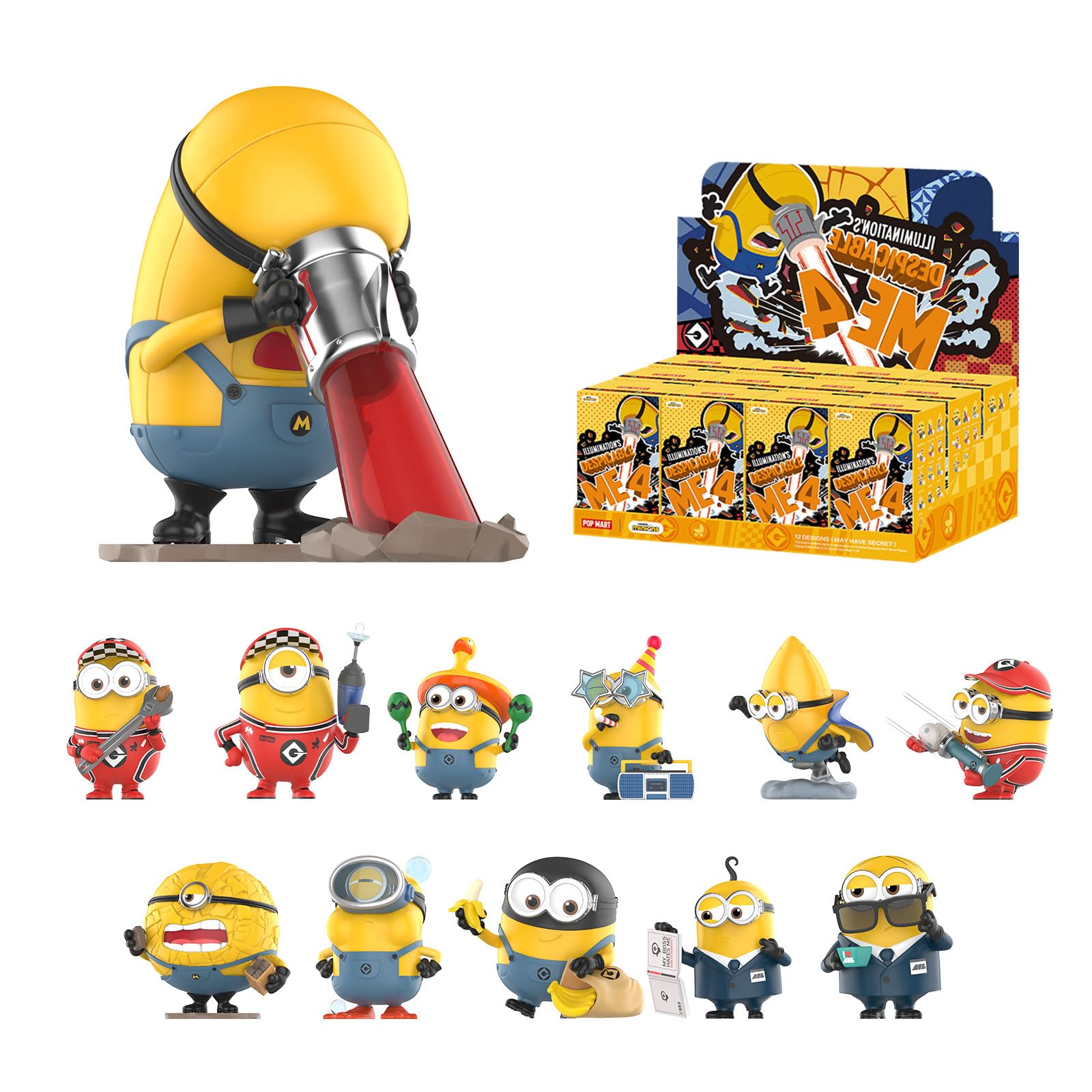 POP MART Universal Despicable Me 4 Series Figures, Universal Blind Box Figures, Random Design Action Figures Collectible Toys Home Decorations, Holiday Birthday Gifts for Boys and Girls, Single Box