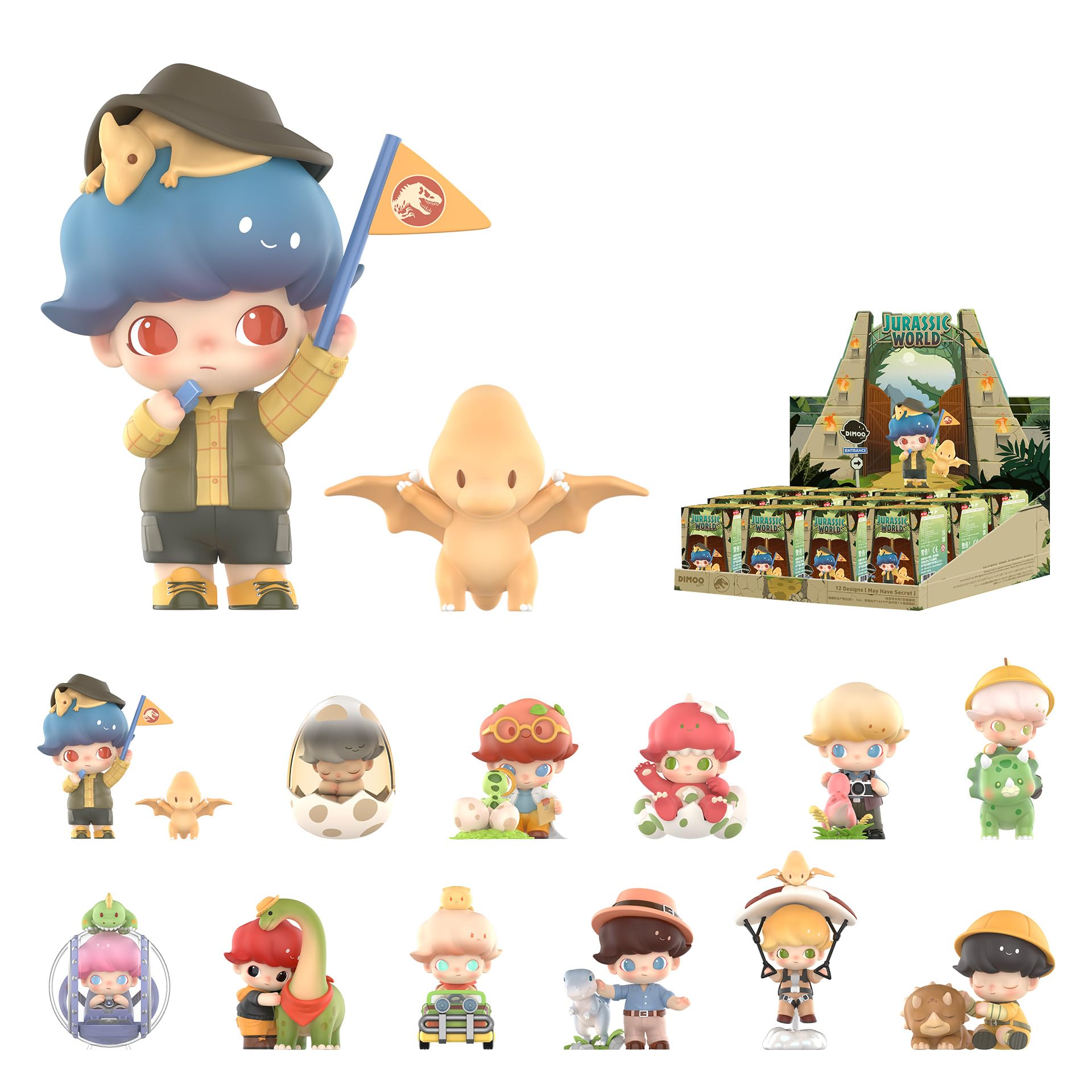 POP MART DIMOO Jurassic World Series Blind Box Figures, Random Design Action Figures Collectible Toys Home Decorations, Holiday Birthday Gifts for Girls and Boys, Single Box
