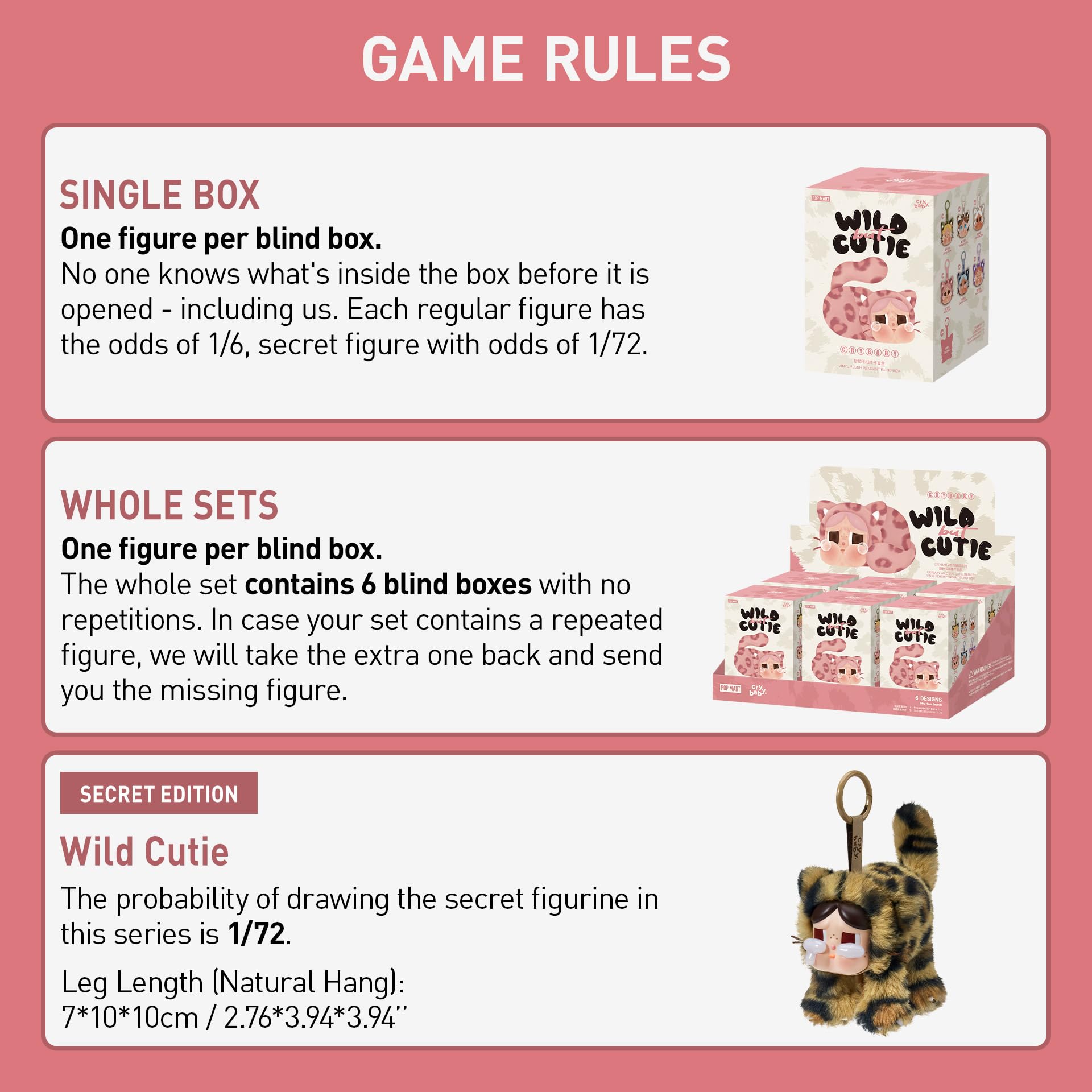 Crybaby Wild but Cutie Series - Vinyl Plush Pendant Blind Box Random Design Action Figures Collectible Toys Decorations Holiday Birthday Gifts for Girls and Boys