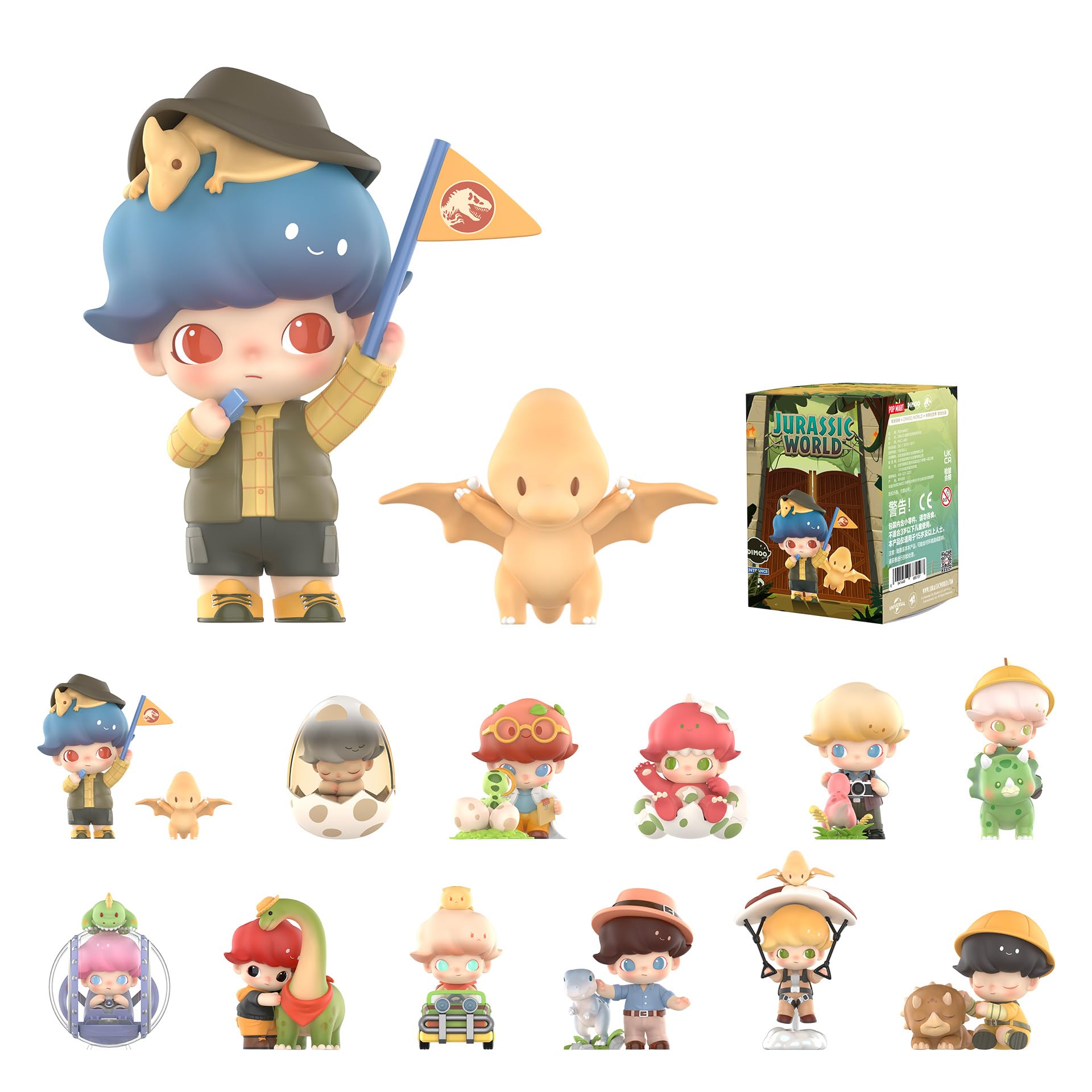 POP MART DIMOO Jurassic World Series Blind Box Figures, Random Design Action Figures Collectible Toys Home Decorations, Holiday Birthday Gifts for Girls and Boys, Single Box
