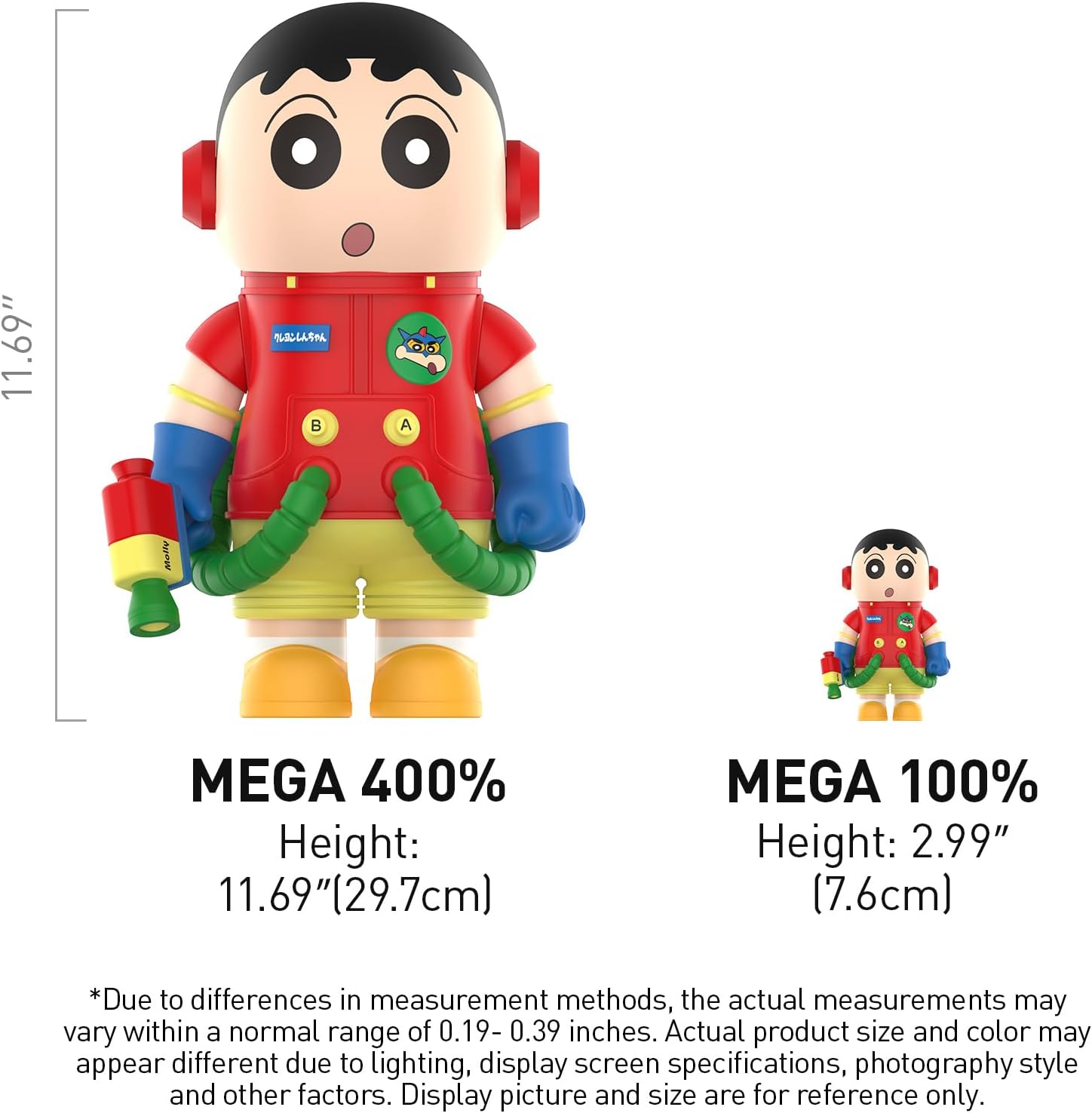 POP MART MEGA Space Molly 400%+100% Crayon Shinchan Figurines, Toys for Mordern Home Décor, Collectible Art Toy