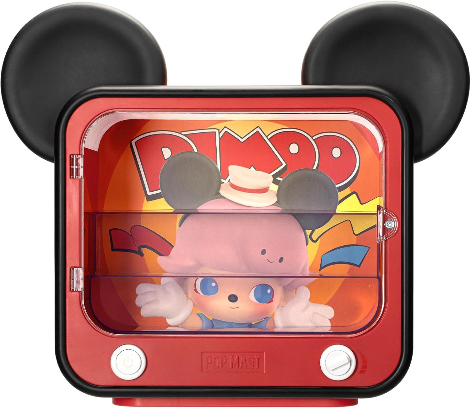POP MART DIMOO World × Disney Series-TV Set Luminous Display Container, Display Container Case for Blind Box Toys Collection