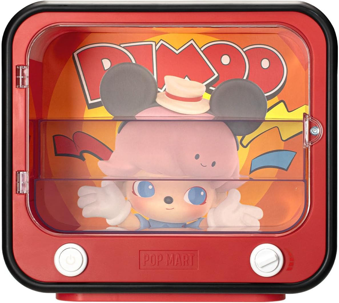 POP MART DIMOO World × Disney Series-TV Set Luminous Display Container, Display Container Case for Blind Box Toys Collection