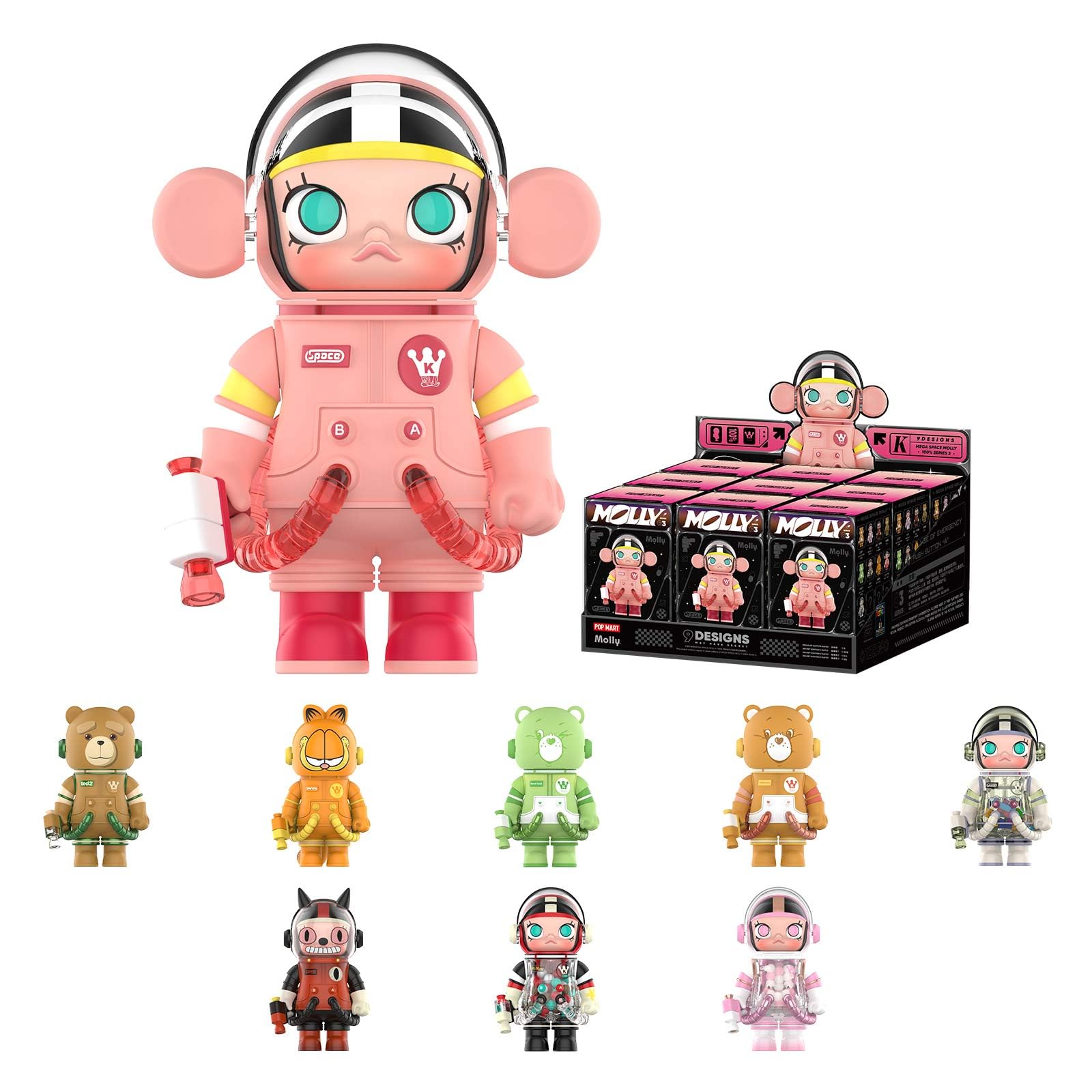 POP MART MEGA Space Molly 100% Series 3, Molly Blind Box Figures, Random Design Action Figures Collectible Toys Home Decorations, Holiday Birthday Gifts for Boys and Girls, Whole Set