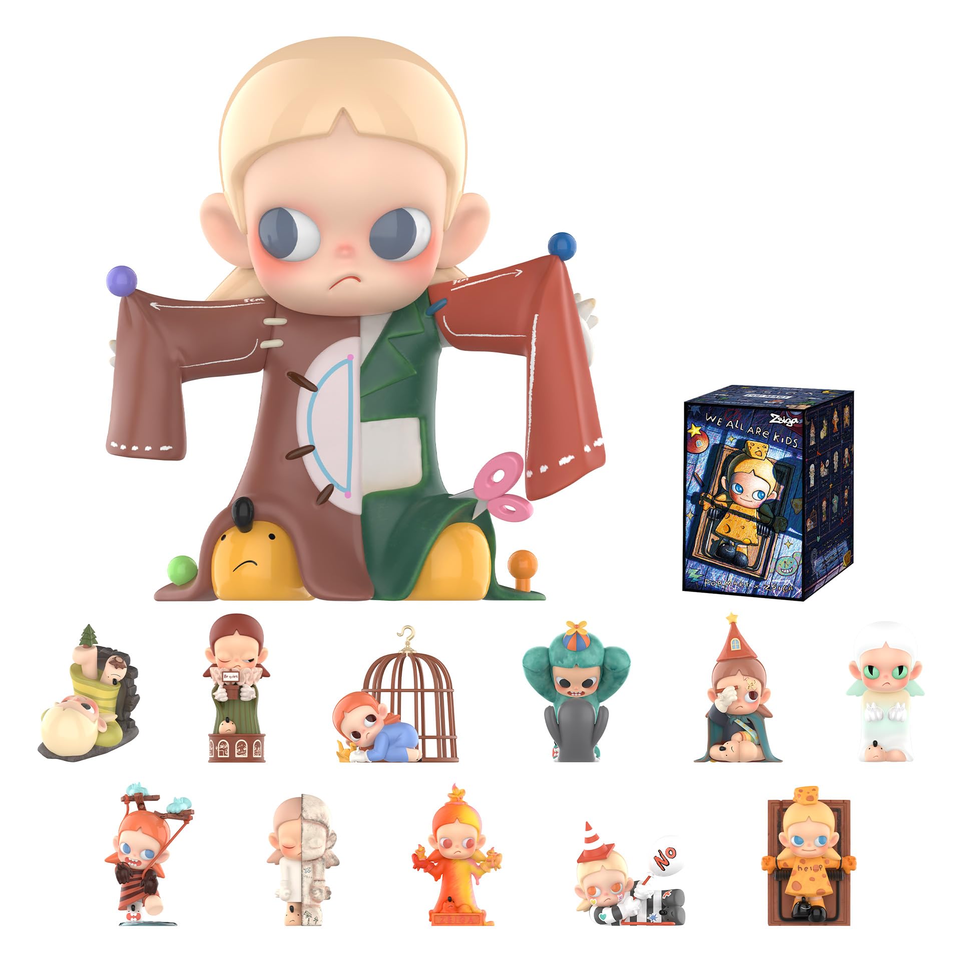 POP MART Zsiga We All are Kids Series Figures, 12PCs Zsiga Blind Box Figures, Random Design Action Figures Collectible Toys Home Decorations, Holiday Birthday Gifts, Whole Set