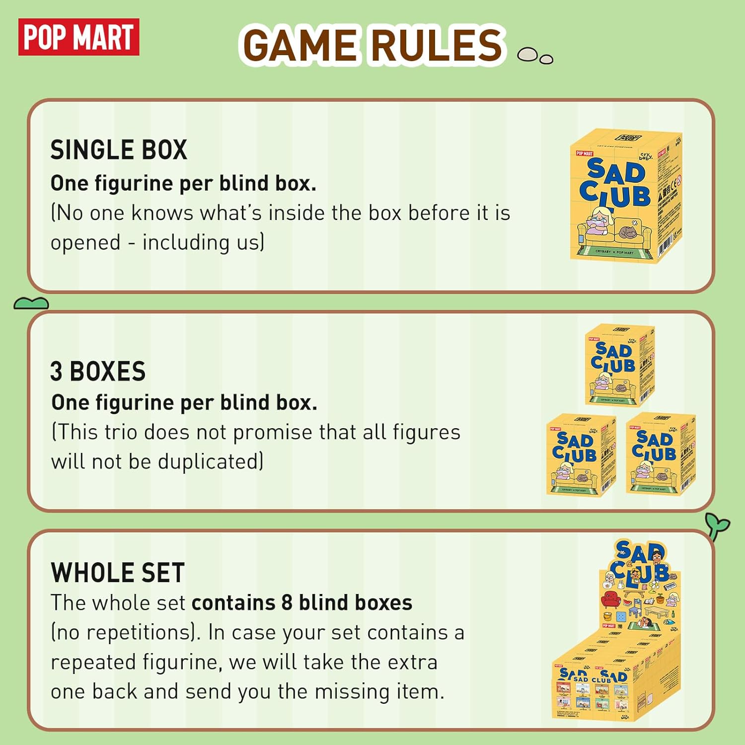 POP MART Crybaby Sad Club Series Scene Sets, 8PCs Crybaby Blind Box Figures, Random Design Action Figures Collectible Toys Home Decorations, Holiday Birthday Gifts for Girls and Boys, Whole Set