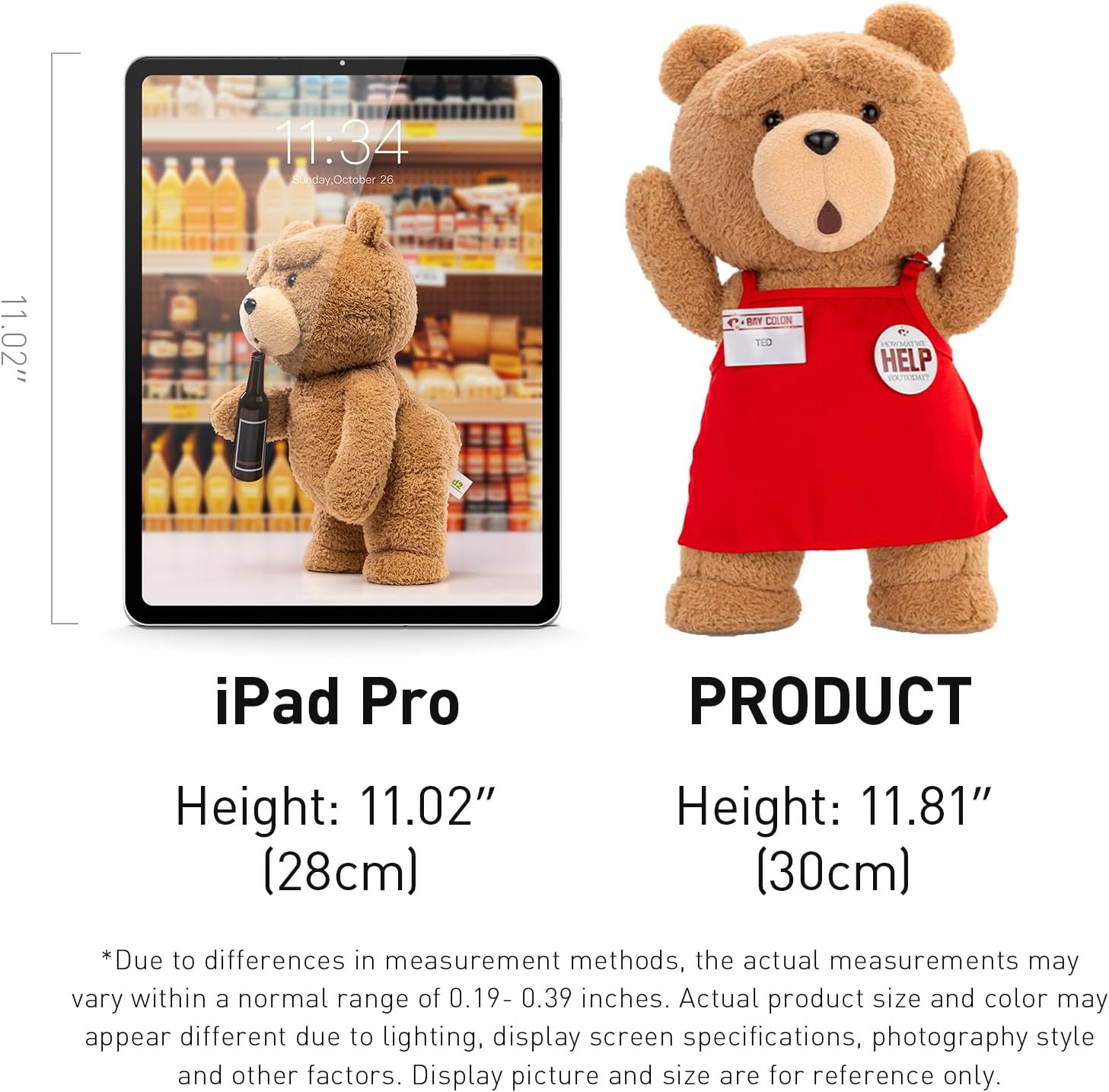 POP MART ted2 ted Action Plush Doll, 11.81 inches Height, Toys for Modern Home Decor, Collectible Toy Set for Desk Accessories, 1PC
