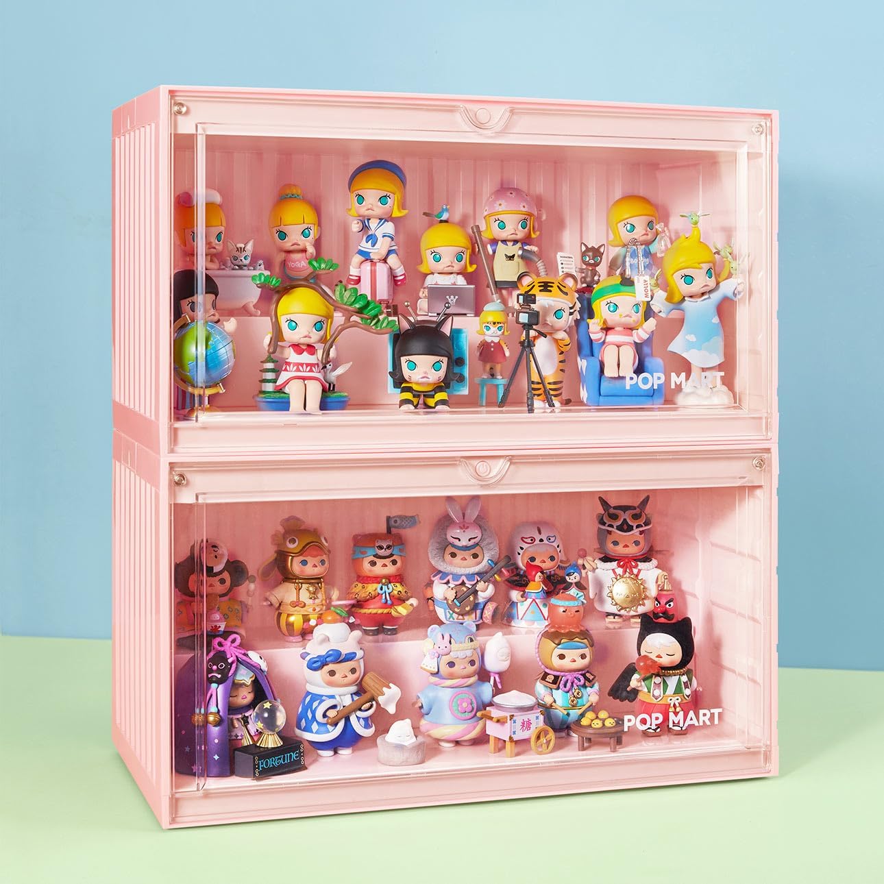 POP MART Luminous Display Container (Pink),Display Container Case for Blind Box Toys Collection