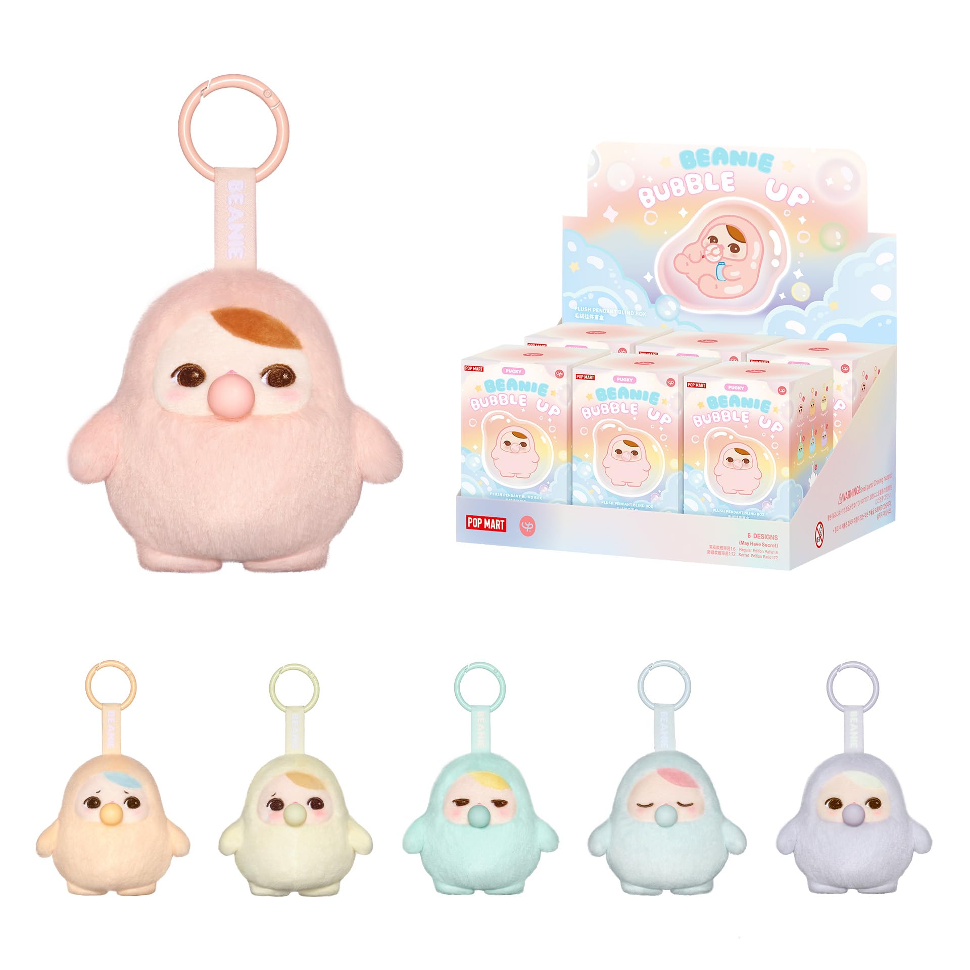 POP MART PUCKY Beanie Bubble UP Series-Plush Pendant Blind Box, Blind Box Figures, Random Design Action Figures Collectible Toys Home Decorations, Single Box