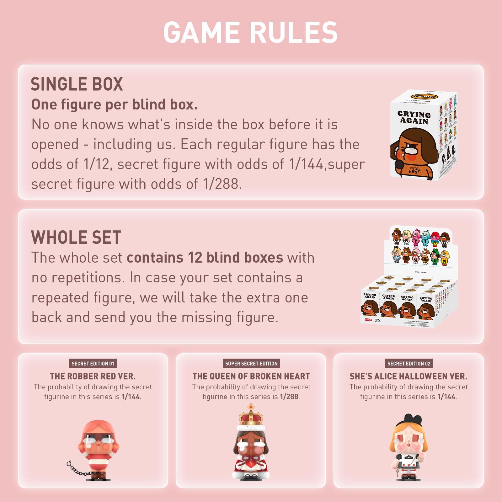 Crybaby Crying Again Blind Box Design Action Figures Collectible Toys Home Decorations Holiday Birthday Gifts