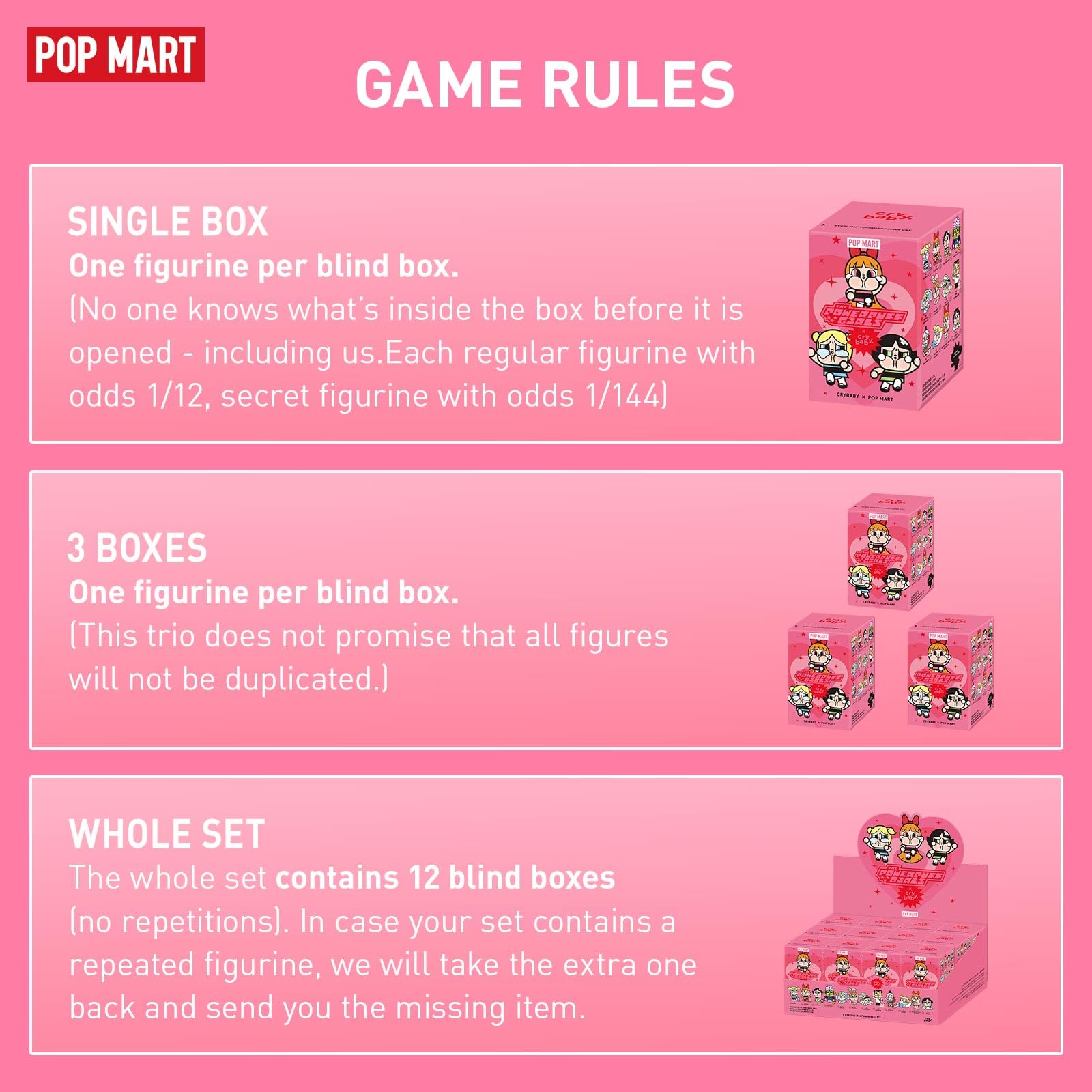 CRYBABY x Powerpuff Girls Series Blind Box Design Action Figures Collectible Toys Home Decorations Holiday Birthday Gifts for Girls and Boys