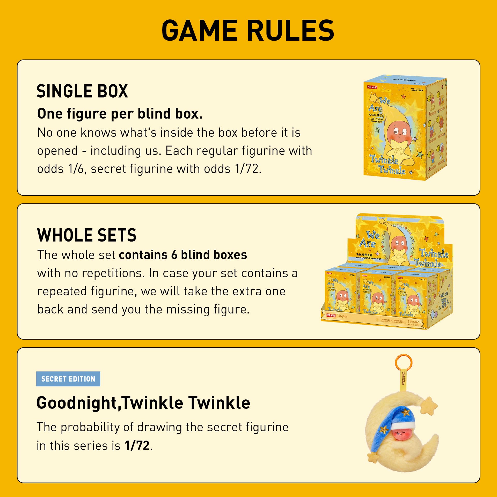 POP MART We are Twinkle Twinkle Series-Plush Pendant Blind Box, Twinkle Twinkle Blind Box Figures, Random Design Action Figures Collectible Toys Home Decorations, Single Box