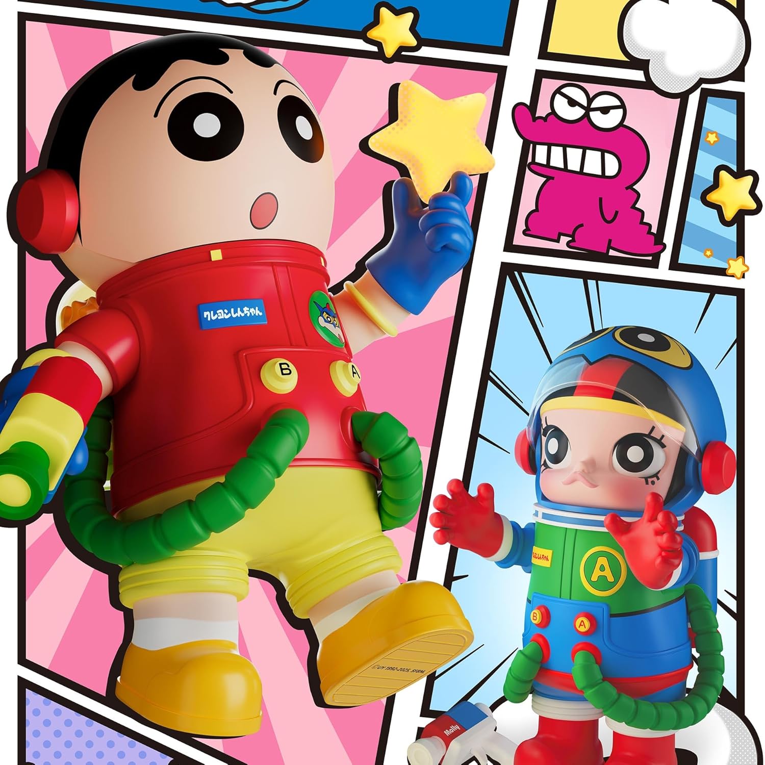 POP MART MEGA Space Molly 400%+100% Crayon Shinchan Figurines, Toys for Mordern Home Décor, Collectible Art Toy