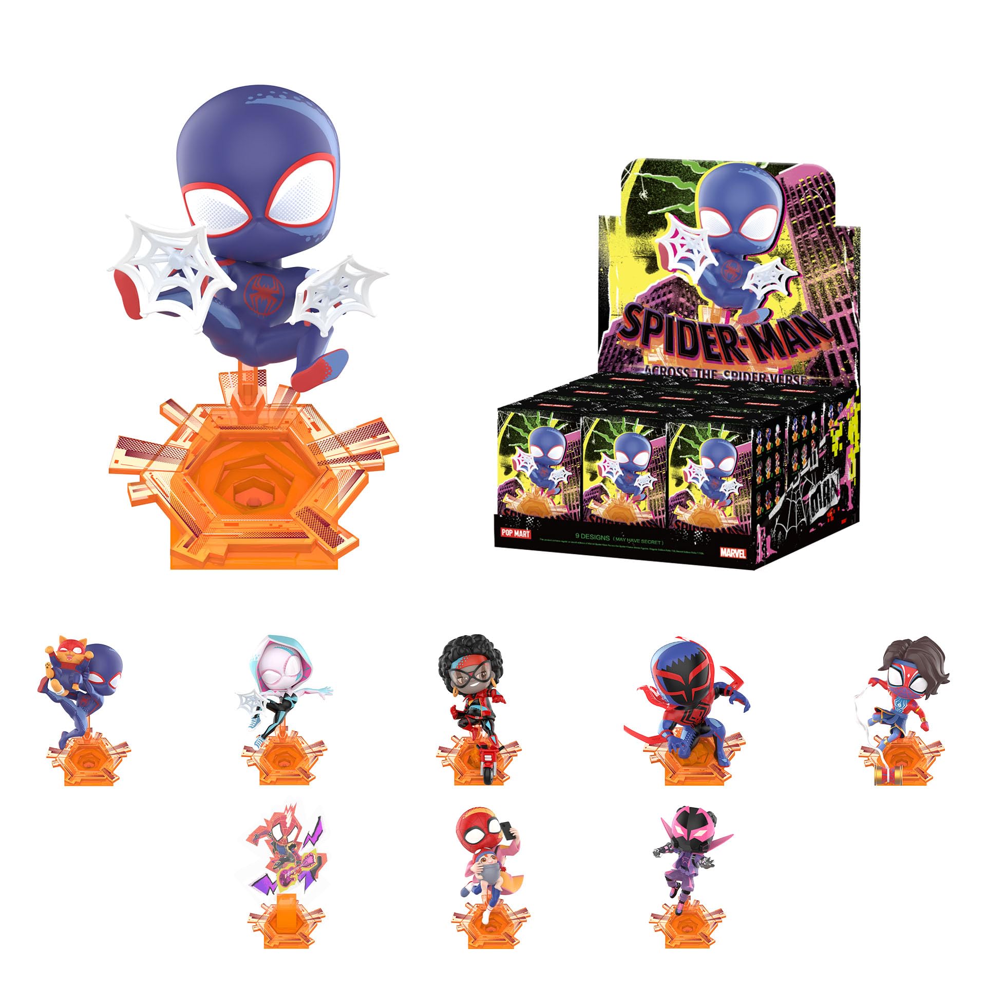POP MART Marvel Spider-Man Across The Spider-Verse Series Figures, Blind Box Figures, Random Design Action Figures Collectible Toys Home Decorations, Holiday Birthday Gifts, Single Box