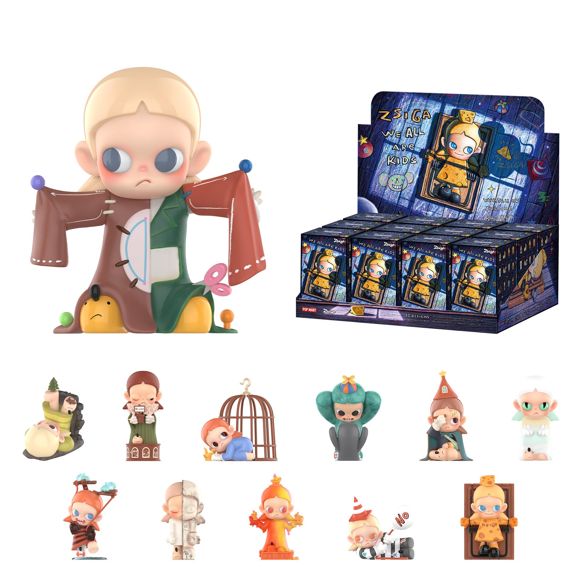 POP MART Zsiga We All are Kids Series Figures, 12PCs Zsiga Blind Box Figures, Random Design Action Figures Collectible Toys Home Decorations, Holiday Birthday Gifts, Whole Set