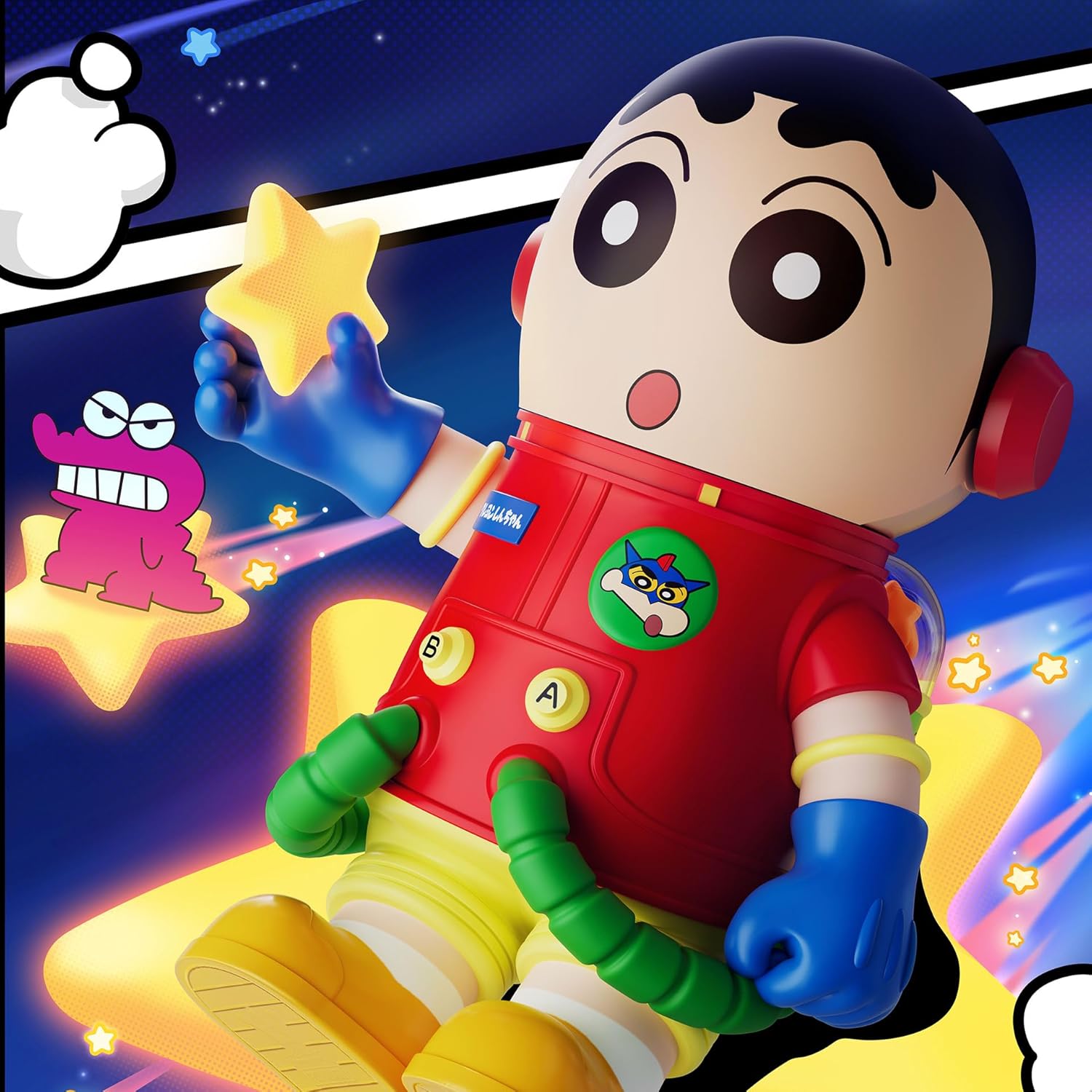 POP MART MEGA Space Molly 400%+100% Crayon Shinchan Figurines, Toys for Mordern Home Décor, Collectible Art Toy