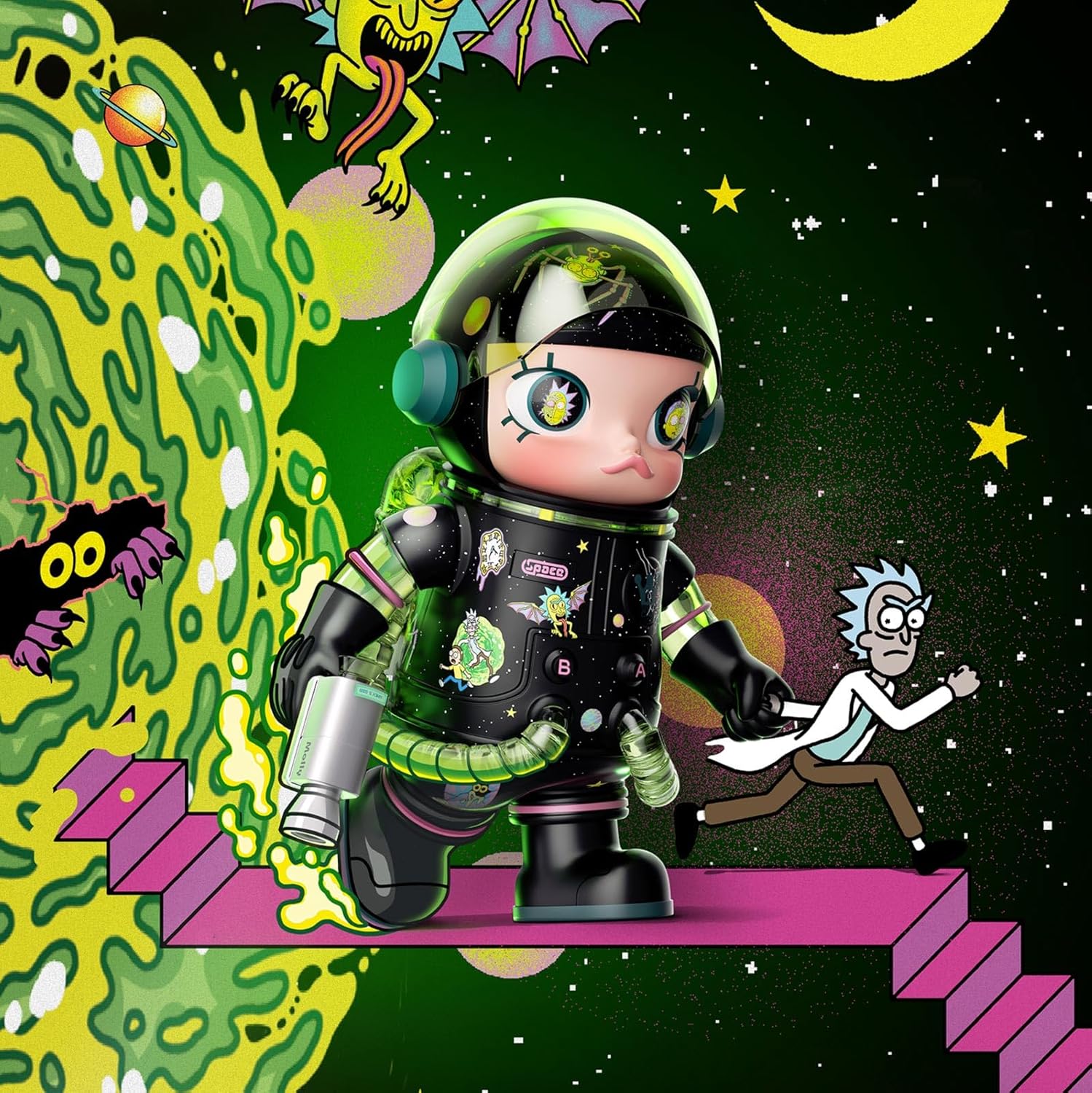 POP MART MEGA Space Molly 400% Rick and Morty, 11.61 Inch Height, Toys for Modern Home Décor, Collectible Art Toy