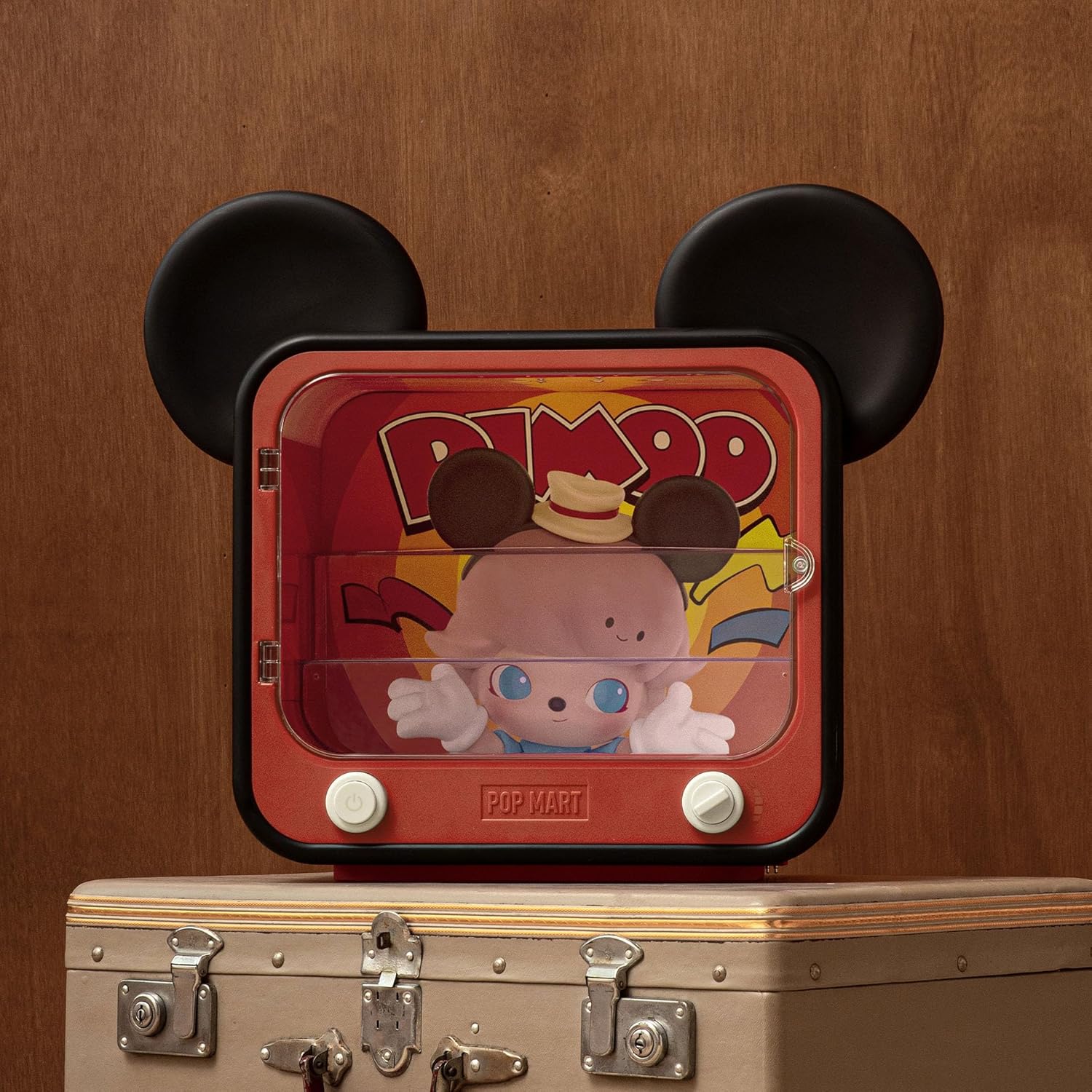 POP MART DIMOO World × Disney Series-TV Set Luminous Display Container, Display Container Case for Blind Box Toys Collection